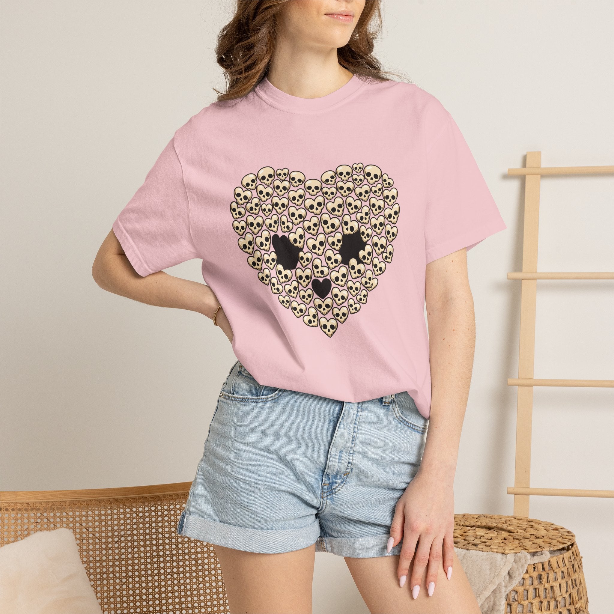 Skull Heart Shirt Valentines Day Emo Gift Women Comic Tee Sugar Skull T-Shirt Valentine Fan Cartoon Tshirt Goth Graphic Dark Print Tshirt