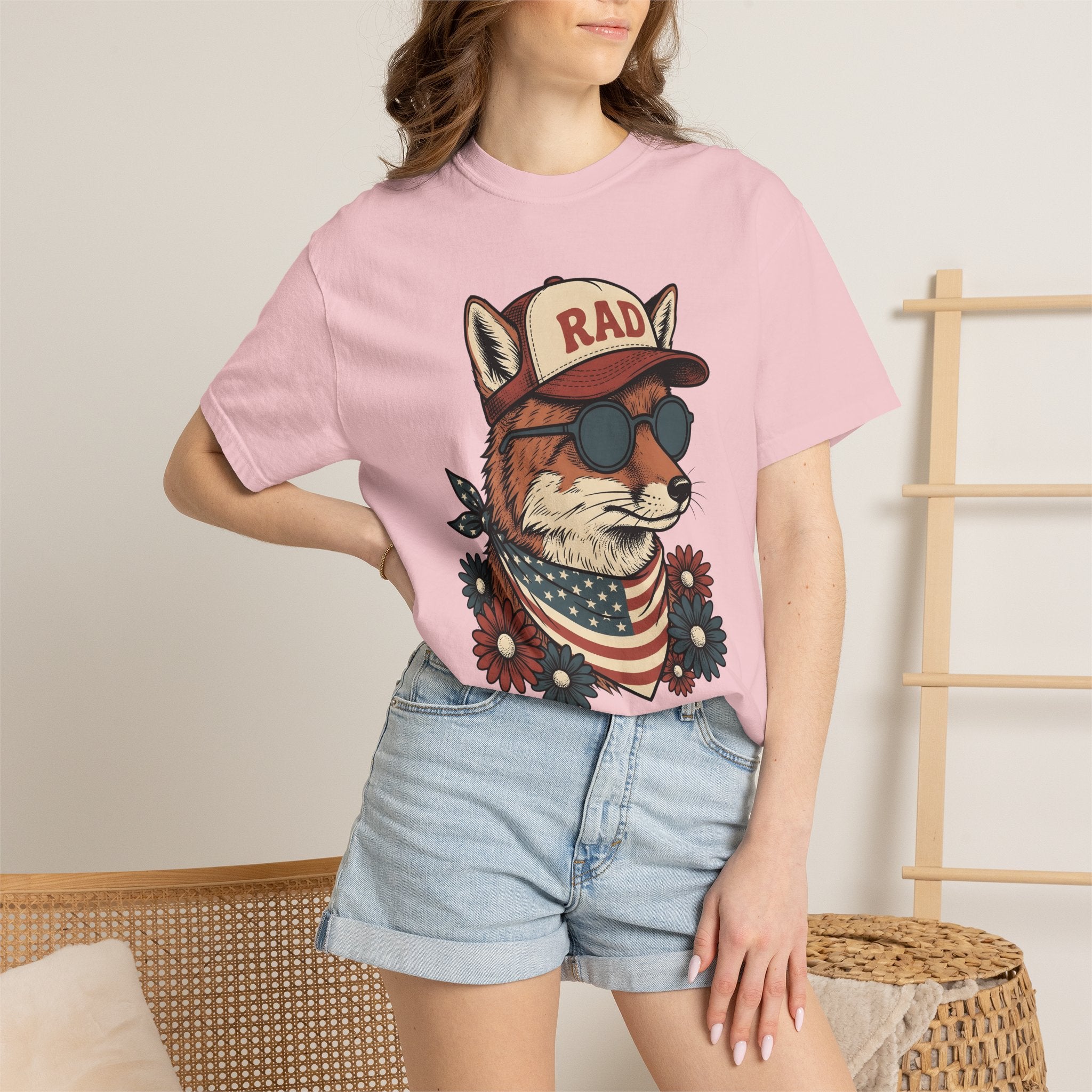 Fox Eyeglasses Shirt 4th Of July Fauna Gift Women Classic Tee Glasses T-Shirt Independence Fan Spectacles Tshirt Wildlife Graphic Line Art