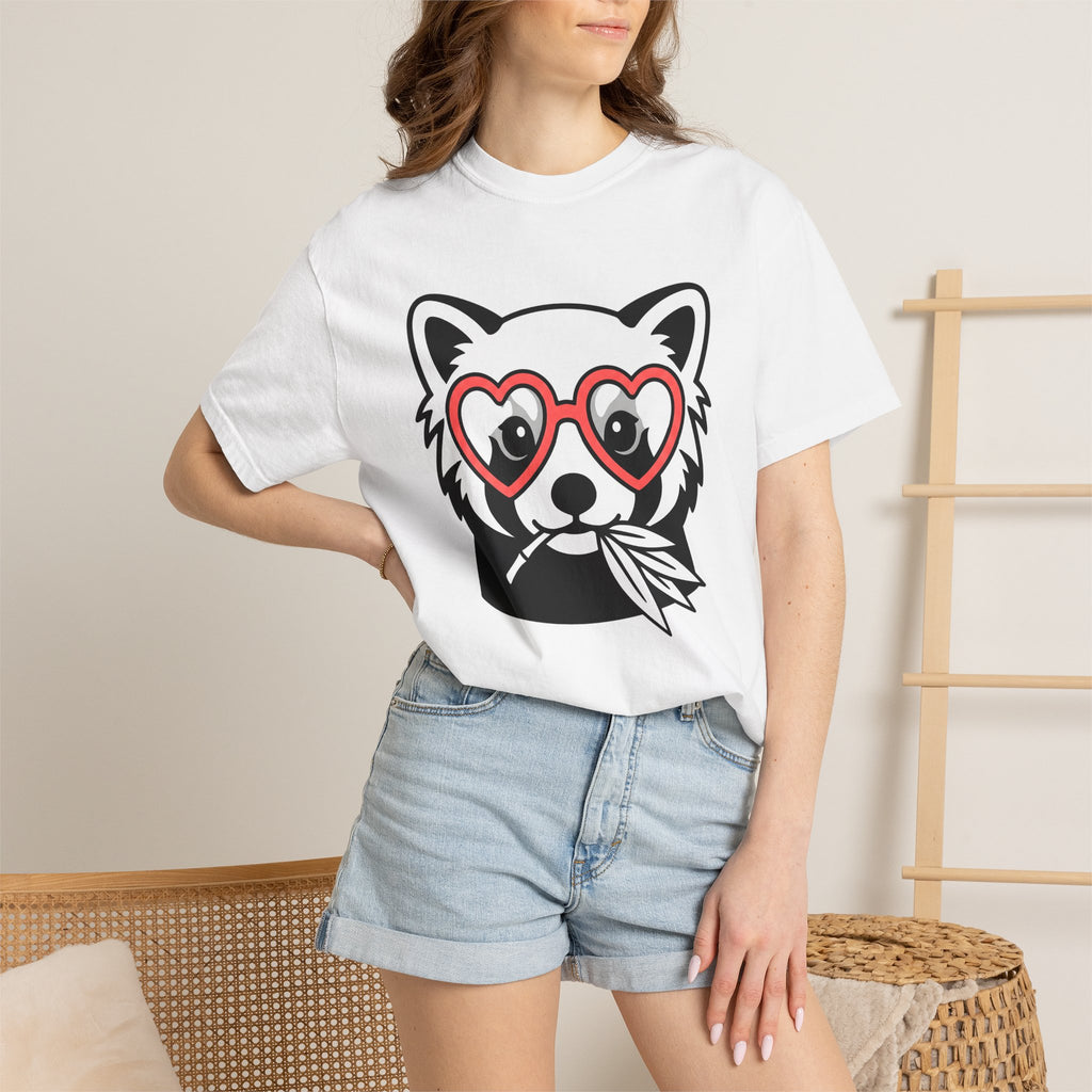 Red Panda Shirt Valentine Animal Gift Women Cartoon Tee Panda T-Shirt Cupid Fan Cute Tshirt Creature Graphic Minimalist Heart Glasses Tshirt
