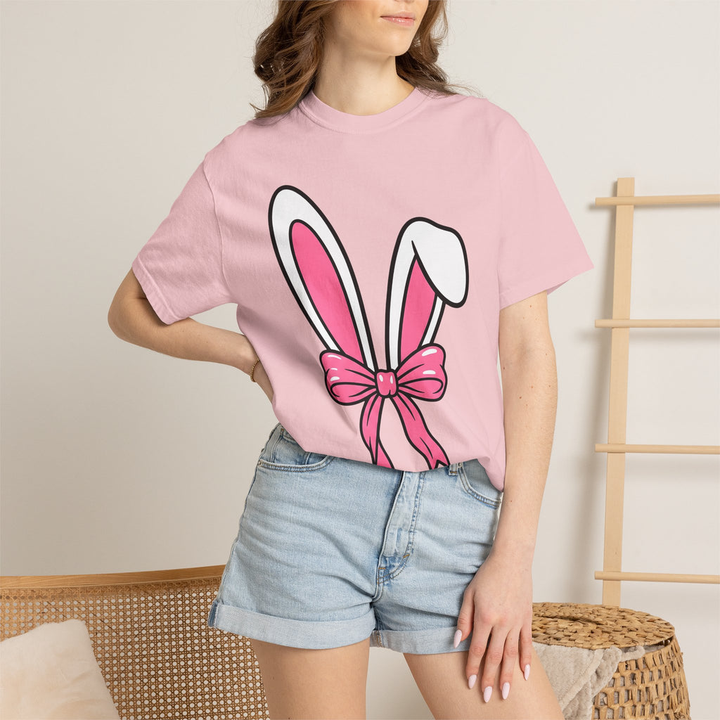Bunny Ears Shirt Easter Animal Gift Women Cartoon Tee Rabbit Ears T-Shirt Easter Fan Bunny Tshirt Cute Graphic Simple Animal Illustration
