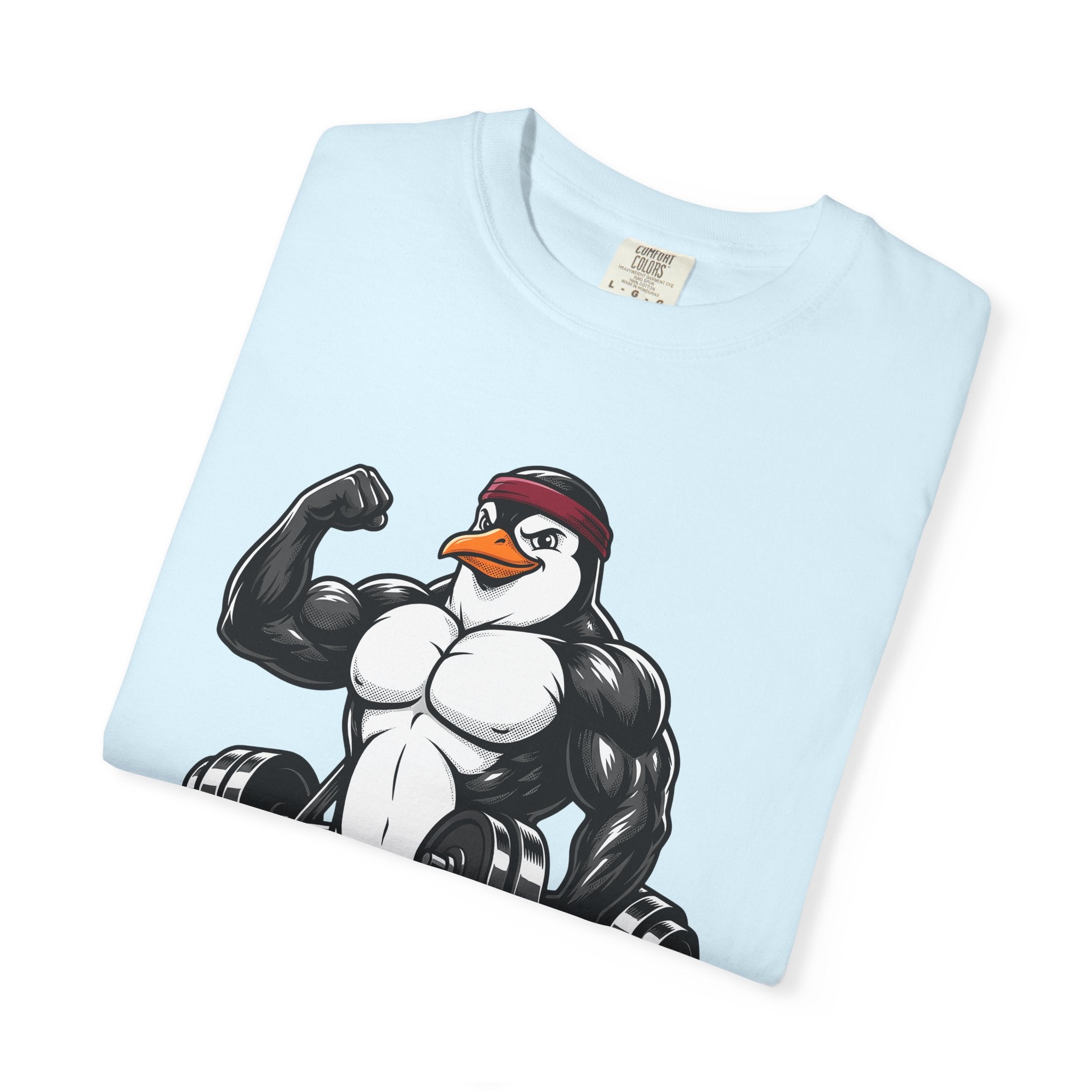 Muscular Penguin Shirt Fitness Wildlife Gift Women Comic Tee Penguin T-Shirt Gym Enthusiast Cartoon Tshirt Wildlife Graphic Tshirt Cartoon