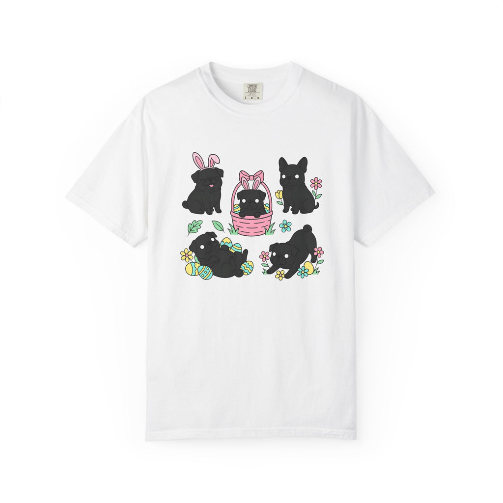 Pug Puppy Shirt Easter Pets Gift Women Adorable Tee Pugs T-Shirt Easter Fan Cute Tshirt Animal Graphic Cartoon Easter Eggs Tshirt