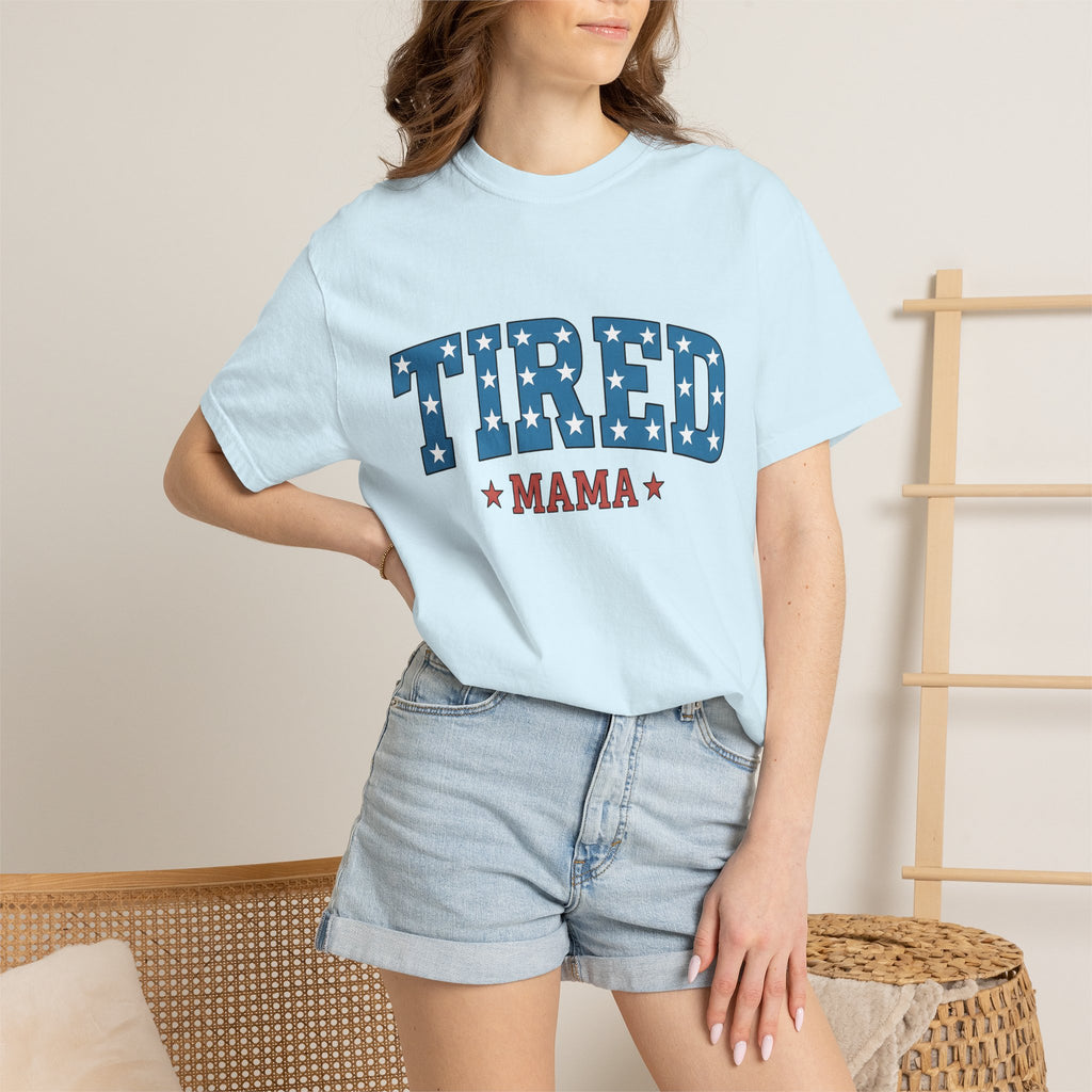 Star Pattern Lettering Shirt Moms Flag Gift Women Graphic Tee Typography T-Shirt Motherhood Fan Minimalist Tshirt Banner Graphic Design