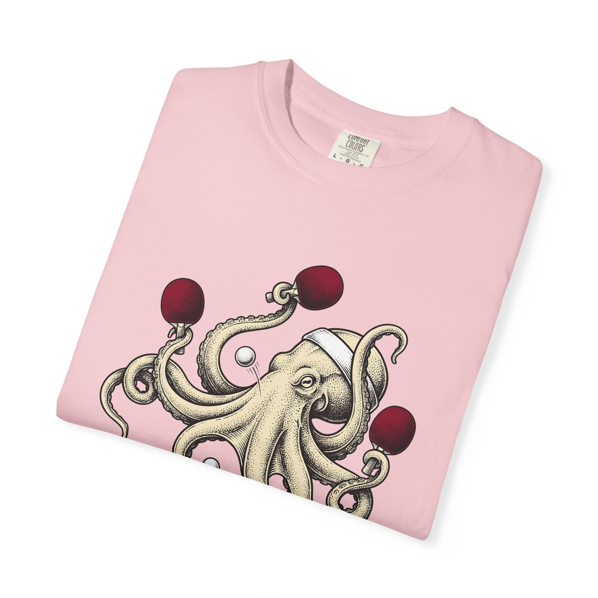 Squid Ping Pong Shirt Sports Wildlife Gift Women Old School Tee Octopus T-Shirt Athlete Fan Calamari Tshirt Animal Graphic Doodle Head Wrap