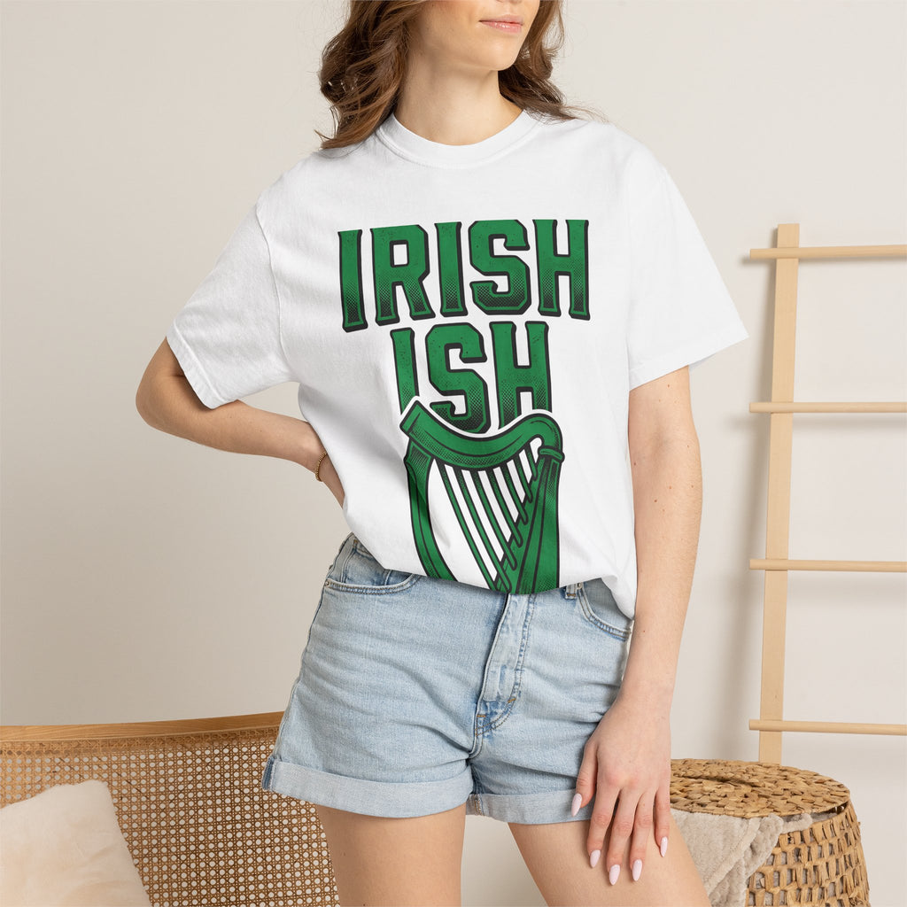 Harp Drawing Shirt St Patrick's Day Gaelic Gift Women Graphic Tee Lyre T-Shirt Shamrock Fan Celtic Tshirt Gaelic Graphic Classic Antique