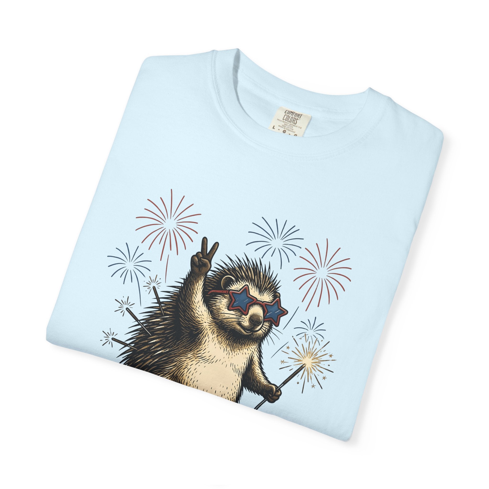 Porcupine Shirt 4th Of July Independence Gift Women Classic Tee Quill T-Shirt Patriotic Fan Retro Tshirt Liberty Graphic Doodle Fireworks