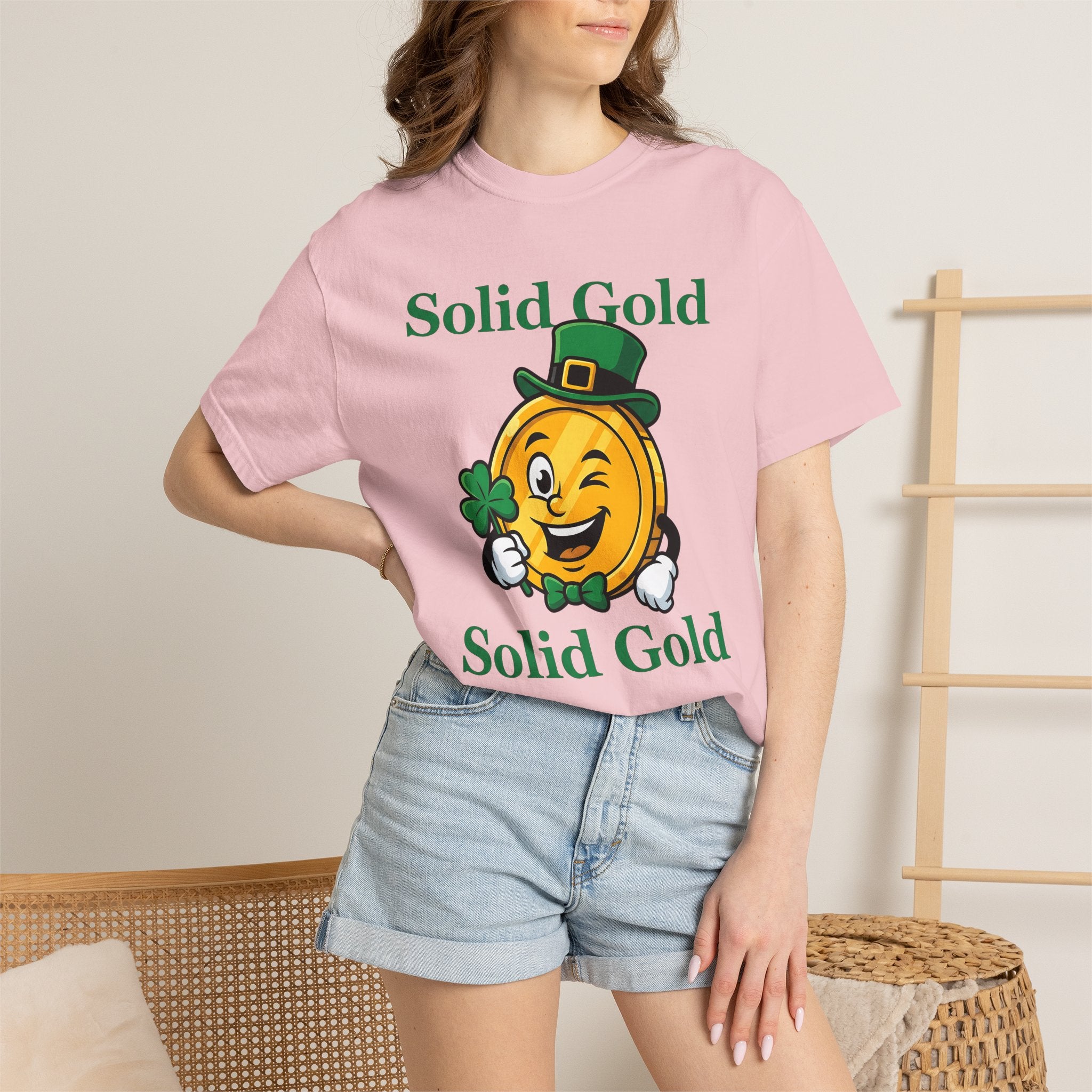 Gold Currency Figure Shirt St Patrick's Day Luck Gift Women Animated Tee Coin T-Shirt Shamrock Fan Cartoon Tshirt Fortune Graphic Bright