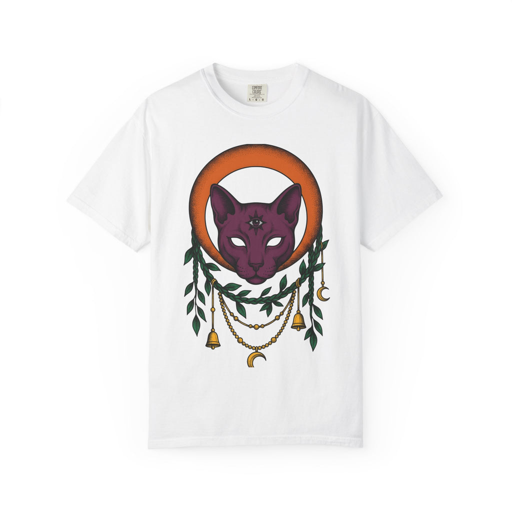 Magical Cat Shirt Boho Chic Metaphysical Gift Women Tribal Tee Kitty T-Shirt Bohemian Fan Ethnic Tshirt Spiritual Graphic Abstract Crescent