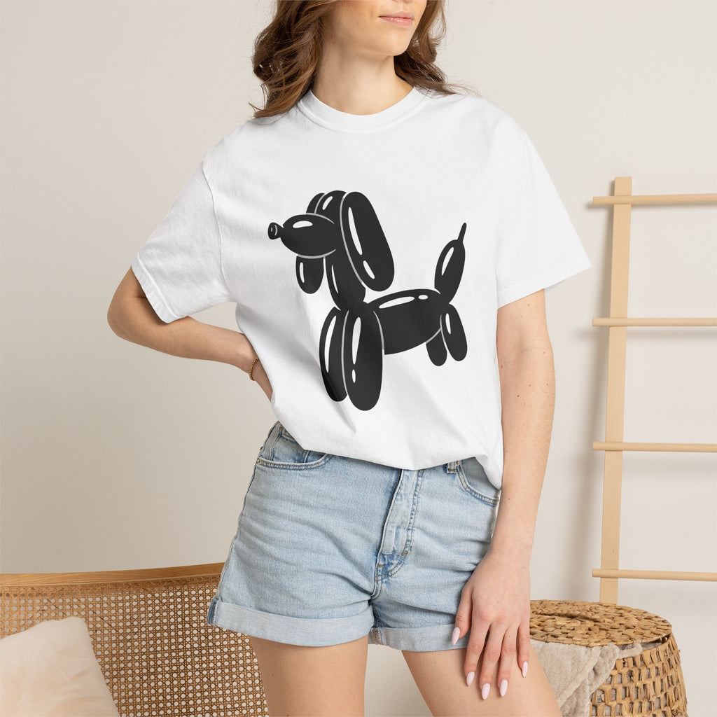Balloon Puppy Shirt Cute Pets Gift Women Simple Tee Dog T-Shirt Adorable Fan Puppy Tshirt Animal Graphic Illustration Doggy Graphic Comic