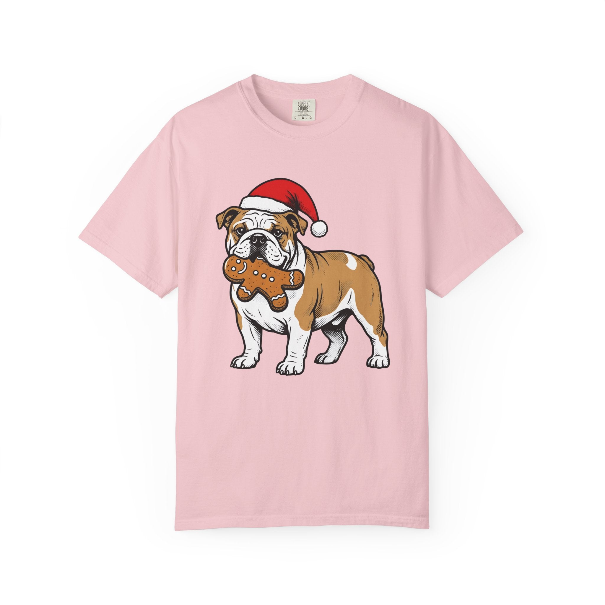 Bulldog Shirt Dog Festive Gift Women Line Art Tee Dog T-Shirt Dog Fan Illustration Graphic Classic Christmas Bonnet Tshirt