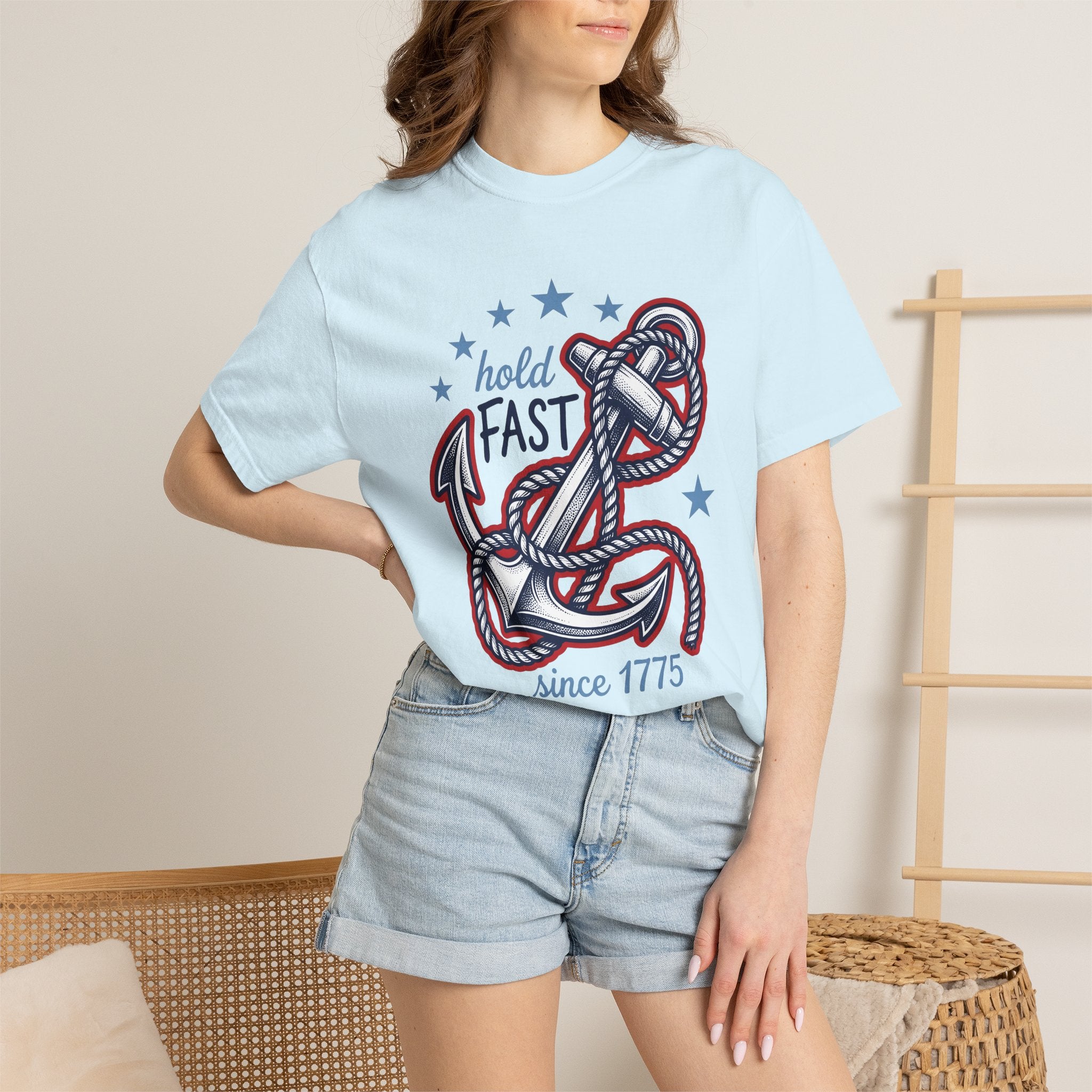 Anchor Rope Shirt America 4Th Of July Nautical Gift Women Vintage Tee Mooring Line T-Shirt Patriot Fan Retro Tshirt Maritime Graphic Hand