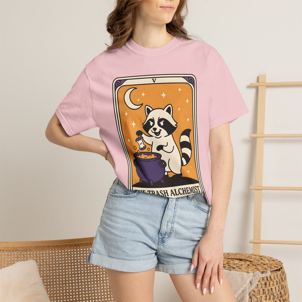 Raccoon Cauldron Shirt Boho Chic Critters Gift Women Sketch Tee Witch Cauldron T-Shirt Bohemian Fan Witchy Tshirt Creature Graphic Old