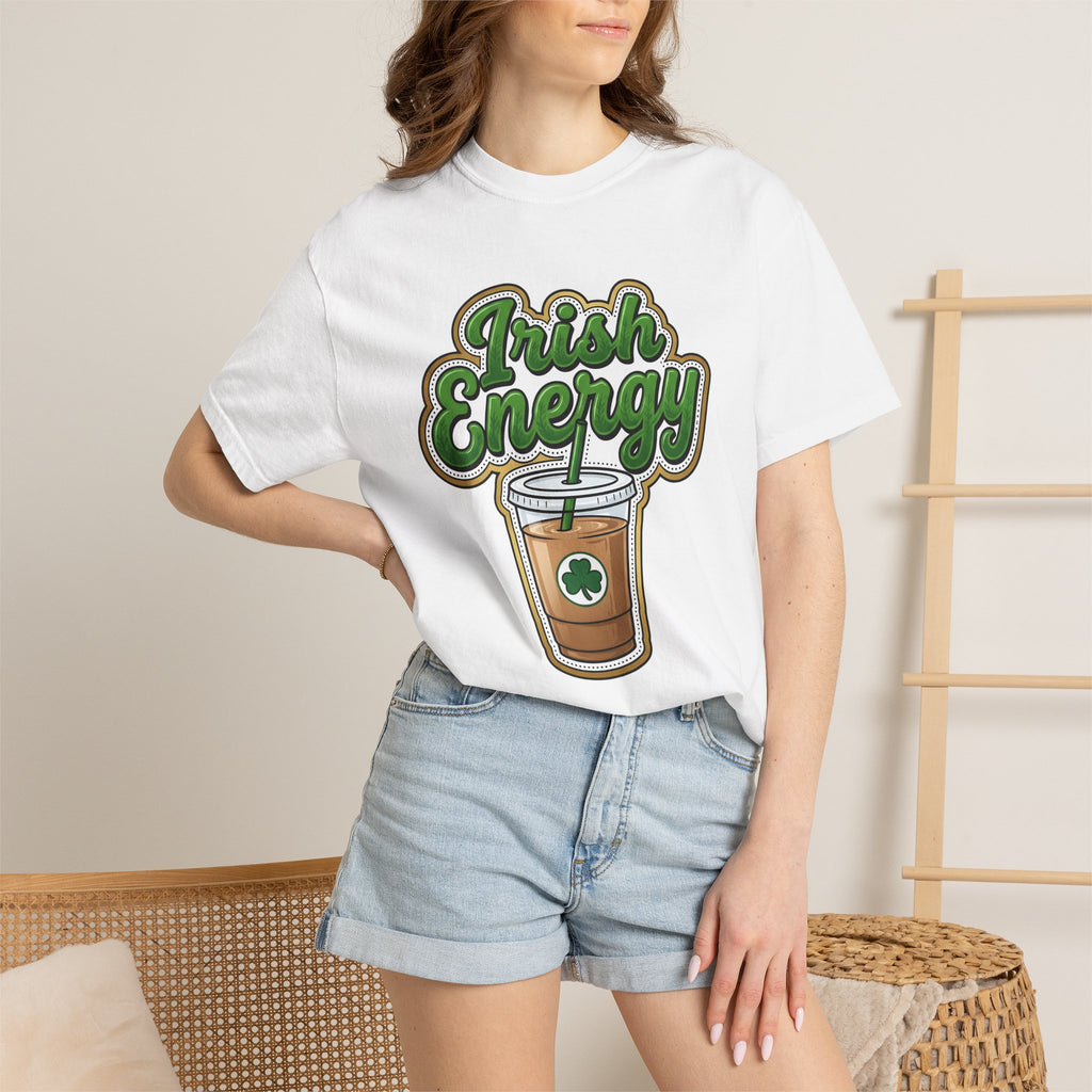 Iced Latte Glass Shirt St Patrick's Day Mocha Gift Women Comic Tee Coffee Cup T-Shirt Irish Fan Cartoon Tshirt Mocha Design Classic Shamrock