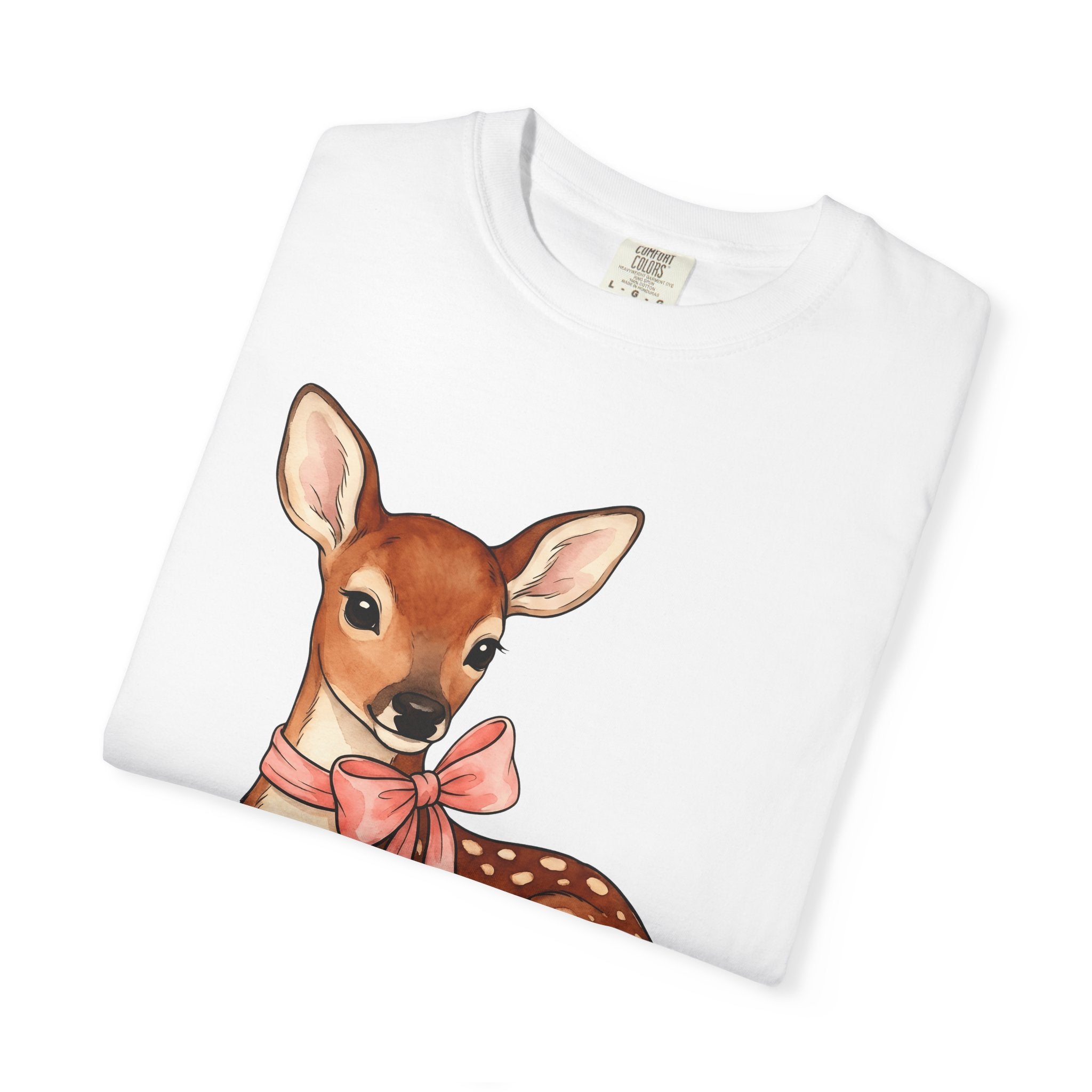 Baby Deer Shirt Animals Romantic Gift Women Watercolor Tee Fawn T-Shirt Wildlife Fan Watercolour Tshirt Lovely Graphic Hand Drawn Heart