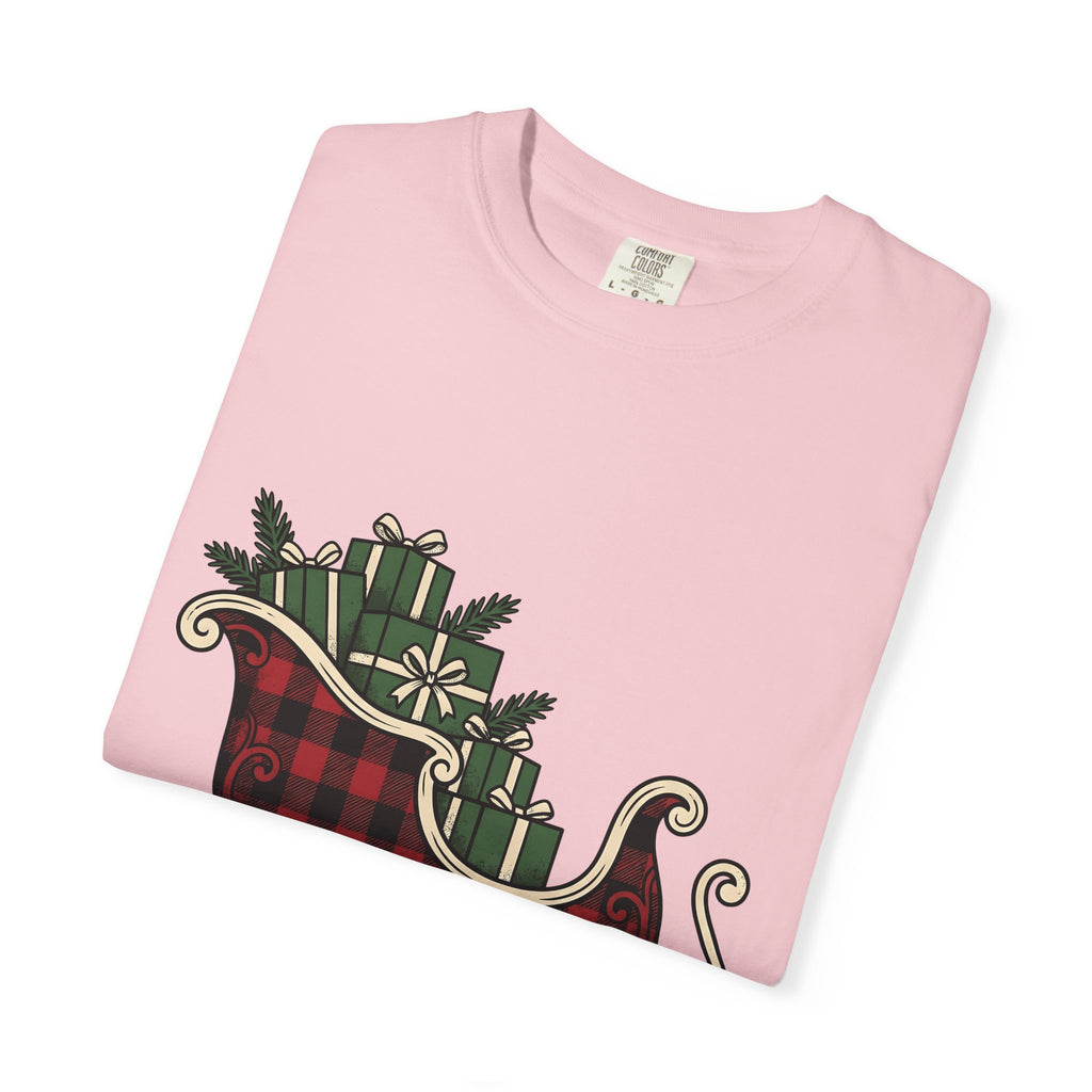 Checkered Sleigh Shirt Christmas Snow Gift Women Cabin Tee Sleigh Bell T-Shirt Xmas Fan Rustic Tshirt Frosty Graphic Country Wrapped Gifts