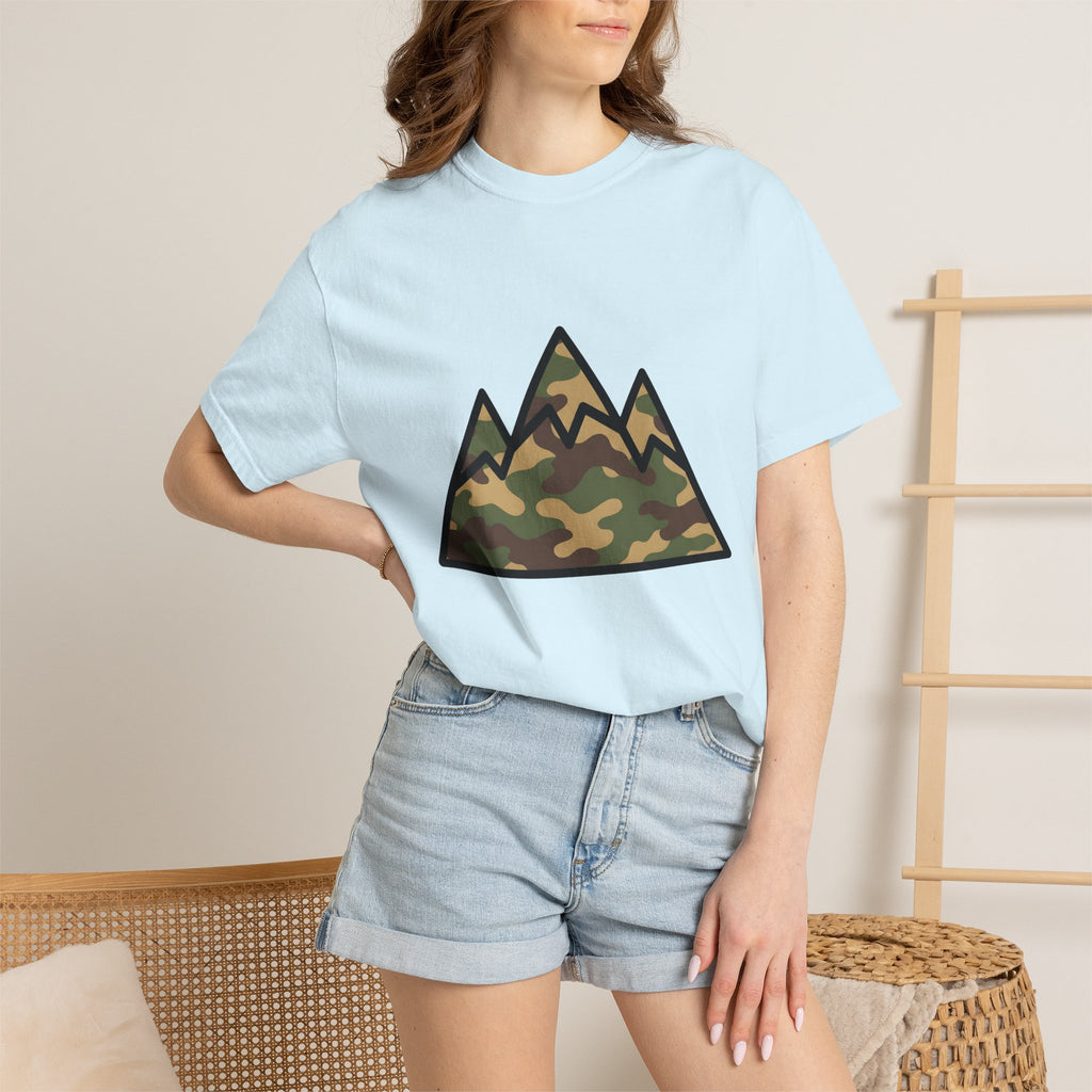 Camouflage Mountain Shirt Moms Outdoors Gift Women Minimalist Tee Mountain Range T-Shirt Motherhood Enthusiast Simple Tshirt Adventure