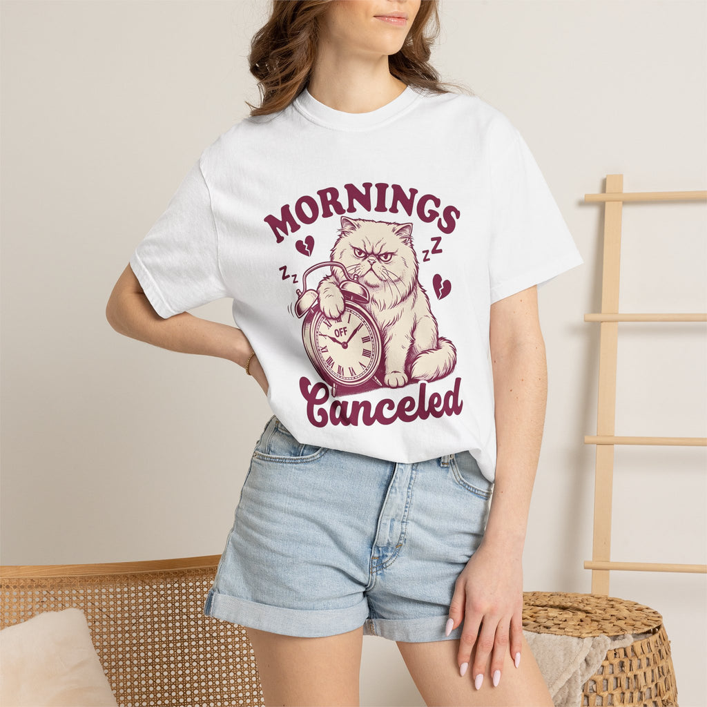 Grumpy Cat Shirt Cat Humor Gift Women Vintage Tee Kitty T-Shirt Feline Fan Retro Tshirt Funny Graphic Hand Drawn Alarm Clock Tshirt