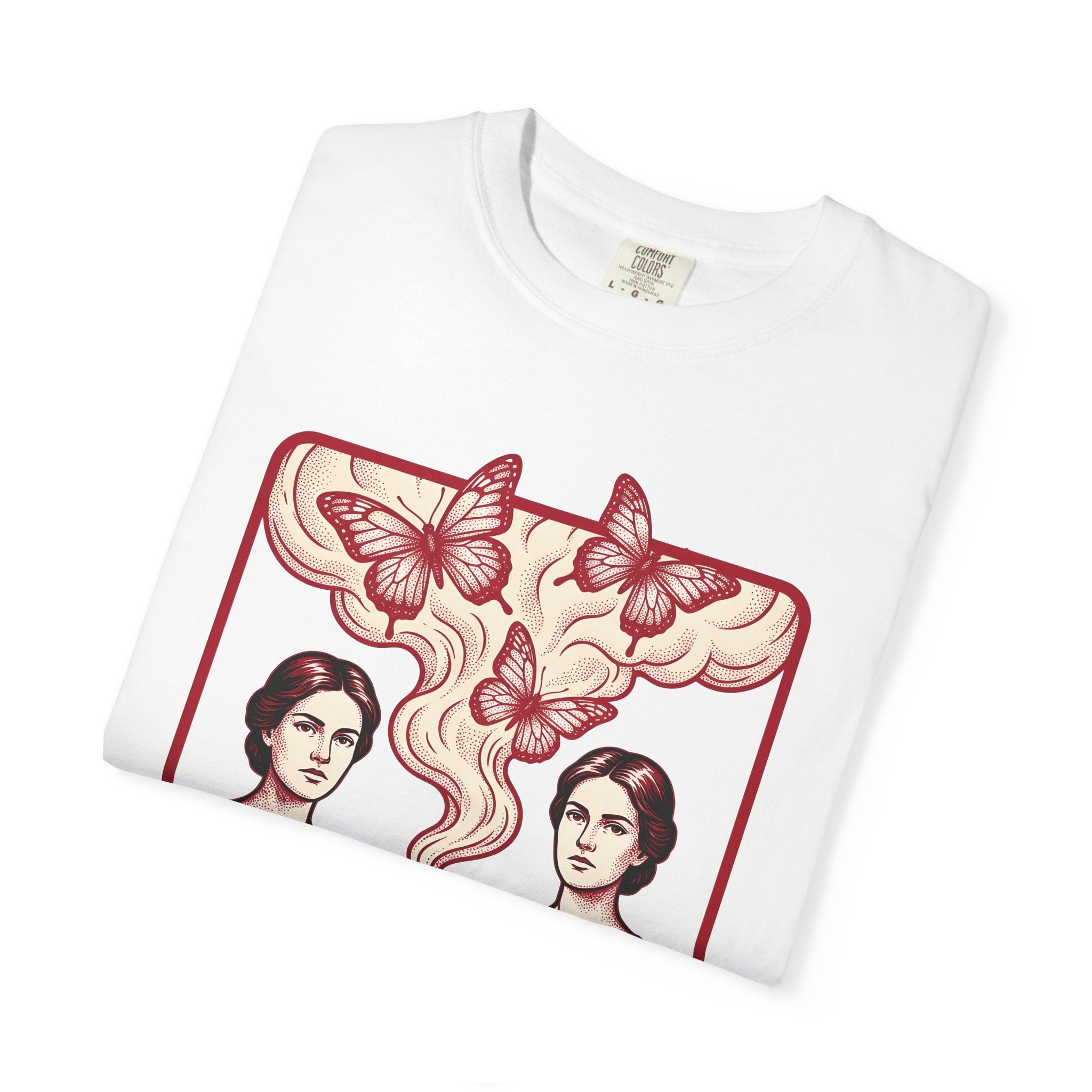 Dual Women Shirt Boho Chic Magical Gift Women Classic Tee Lesbians T-Shirt Bohemian Fan Vintage Tshirt Mystical Graphic Line Art Insect