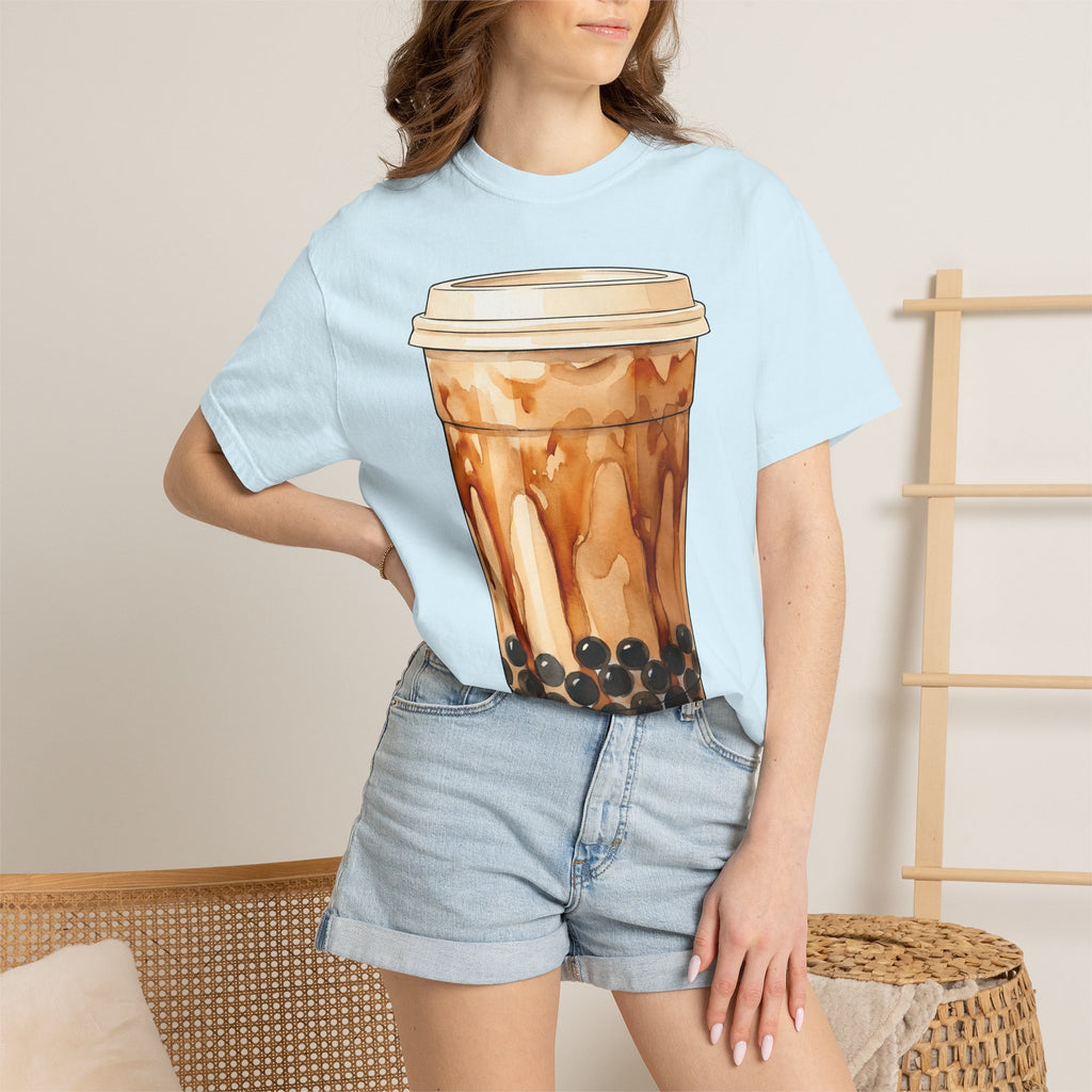Bubble Tea Shirt Drinks Foodie Gift Women Watercolor Tee Boba T-Shirt Beverage Fan Tea Graphic Minimal Boba Pearls Tshirt