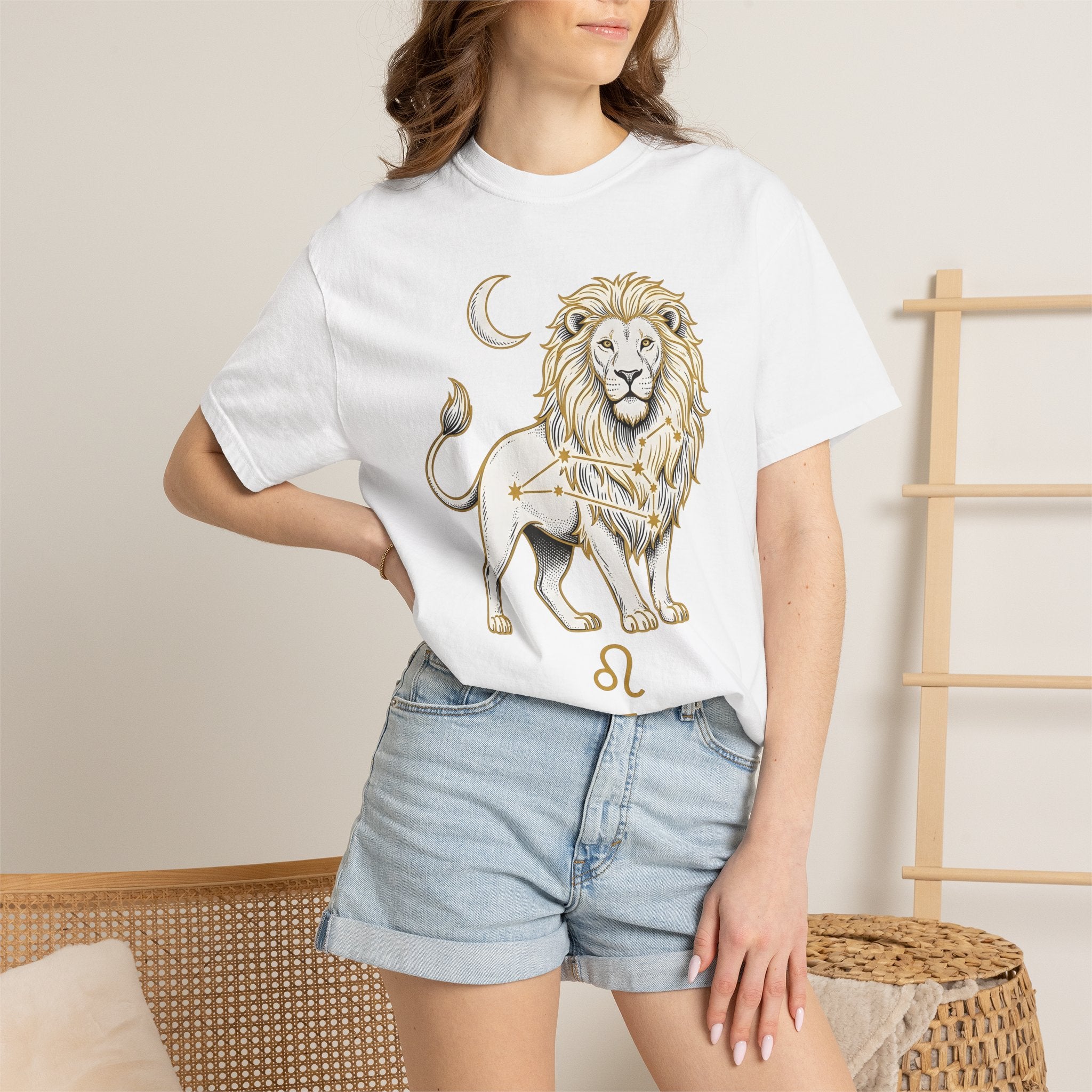 Lion Zodiac Shirt Boho Chic Astrology Gift Women Celestial Tee Leo T-Shirt Bohemian Fan Cosmic Tshirt Zodiac Graphic Vintage Moon Tshirt