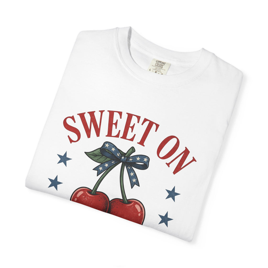 Cherry Pair Shirt America Fruit Gift Women Vintage Tee Cherries T-Shirt American Fan Vintage Tshirt Fruit Graphic Retro Patriotic Bow Tshirt