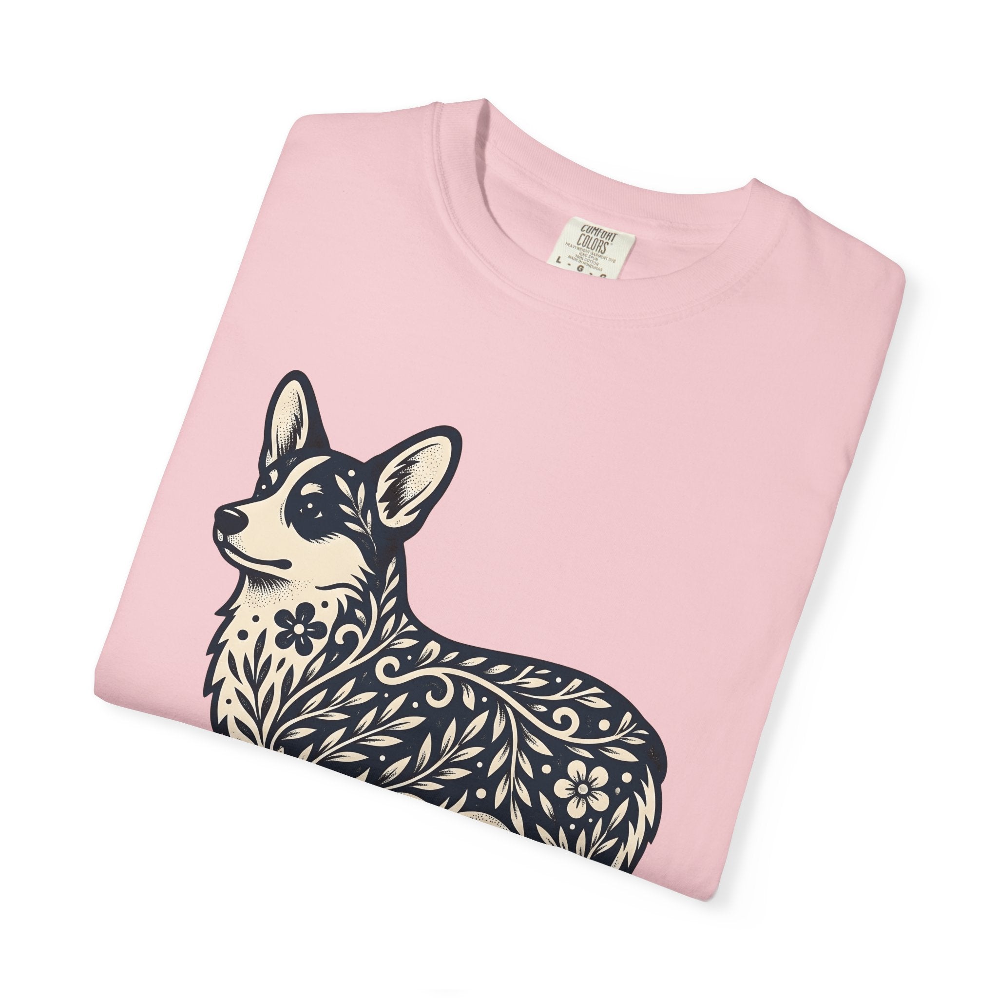 Corgi Pet Shirt Dog Blossom Gift Women Tribal Tee Puppy T-Shirt Dog Fan Canine Tshirt Floral Graphic Classic Botanical Print Tshirt