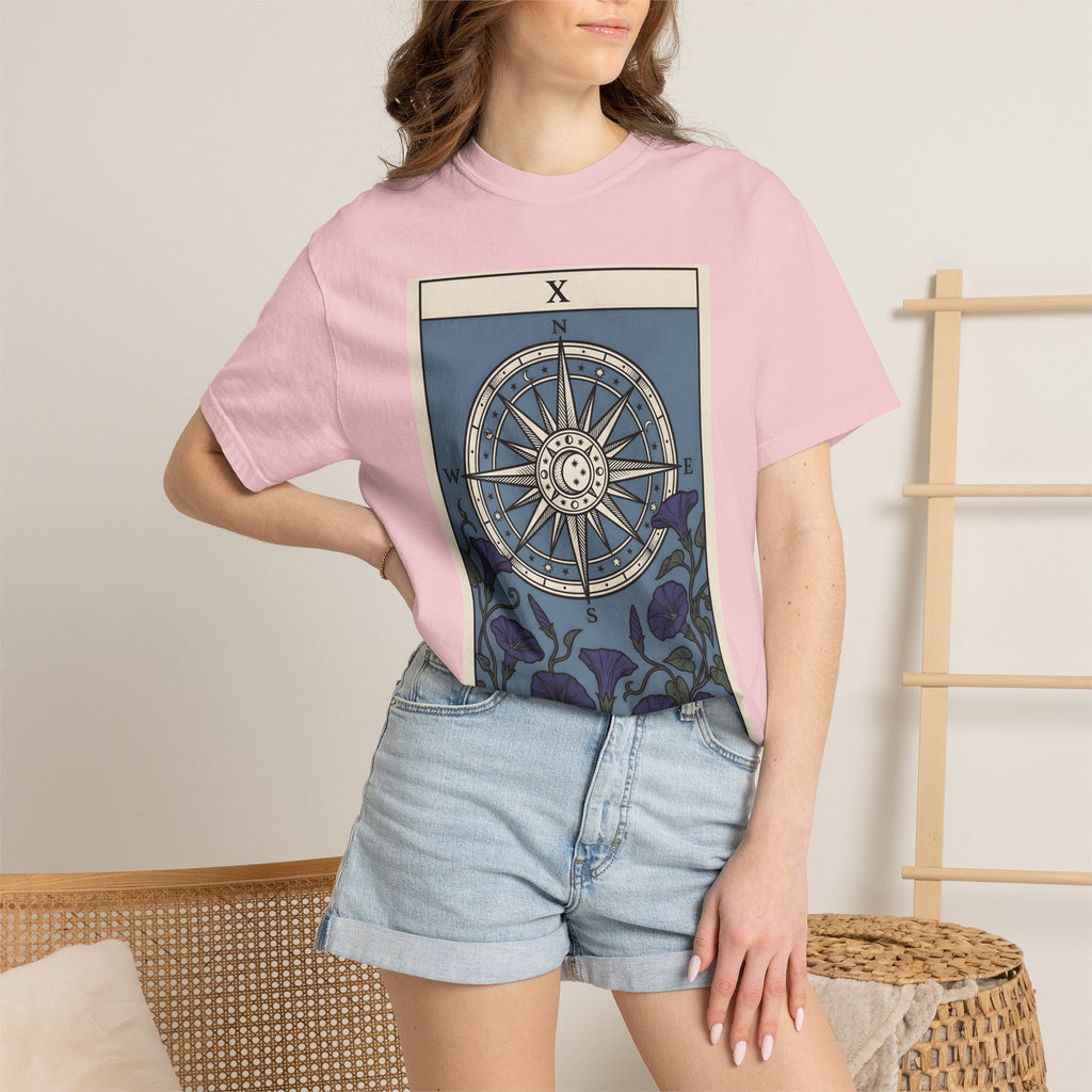 Navigation Wheel Shirt Boho Chic Holistic Gift Women Mystic Card Tee Steering Wheel T-Shirt Bohemian Fan Tarot Card Tshirt Spiritual Graphic