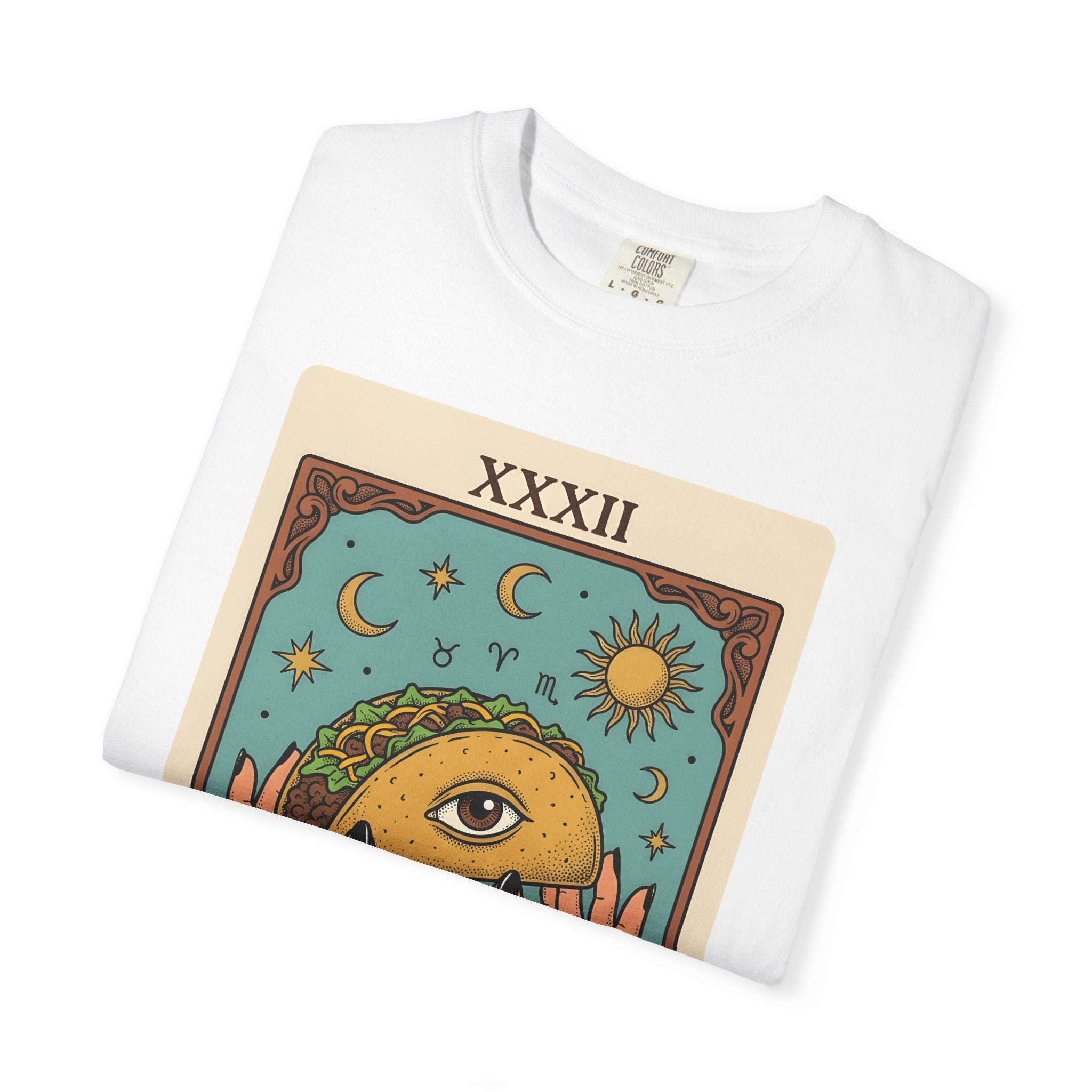 Taco Fortune Card Shirt Funny Meal Gift Women Fantasy Tee Tarot Card T-Shirt Humor Fan Mystical Tshirt Food Graphic Hand Drawn Sunburst
