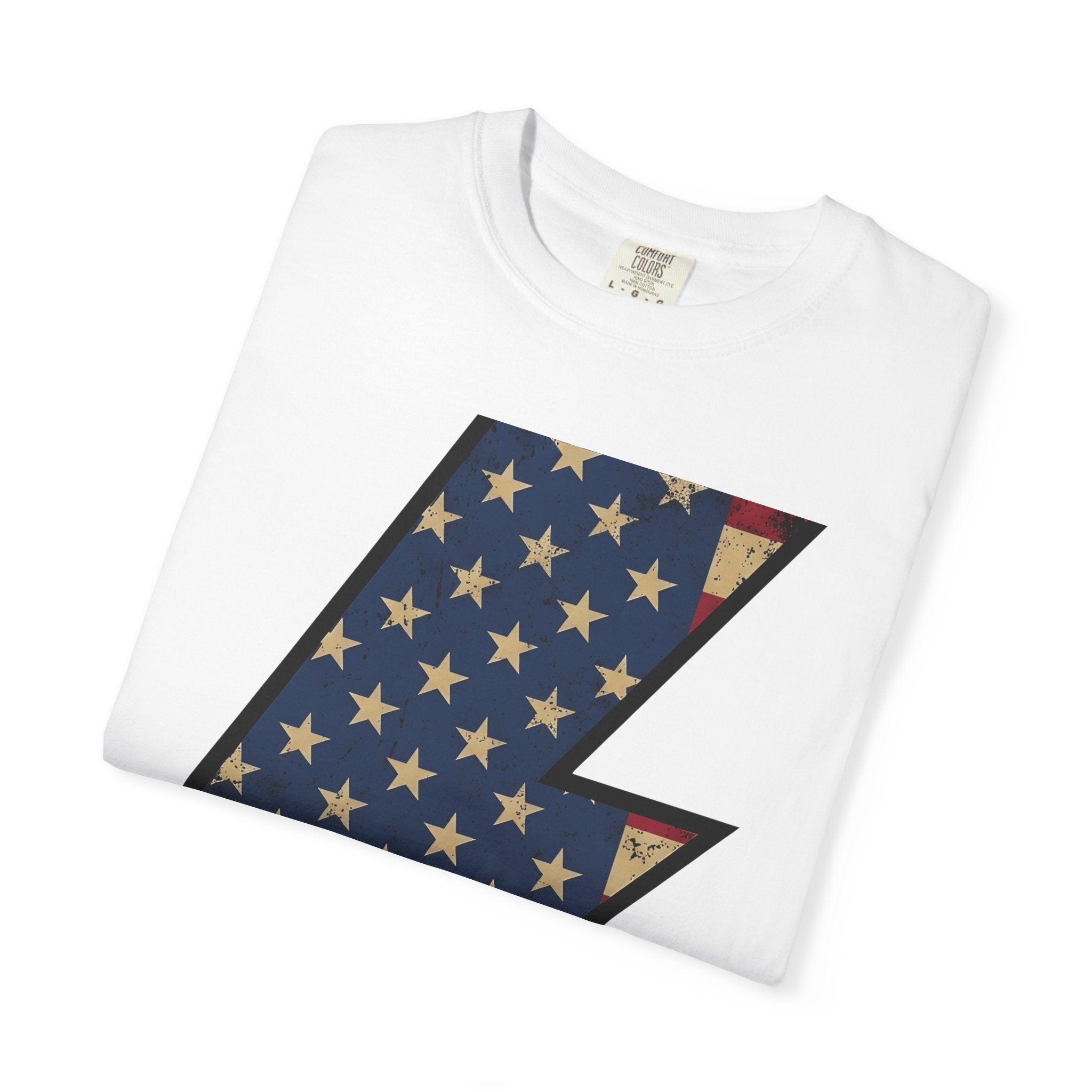 Lightning Strike Shirt America Freedom Gift Women Line Art Tee Thunderbolt T-Shirt American Fan Illustration Graphic Cartoon Star Symbols