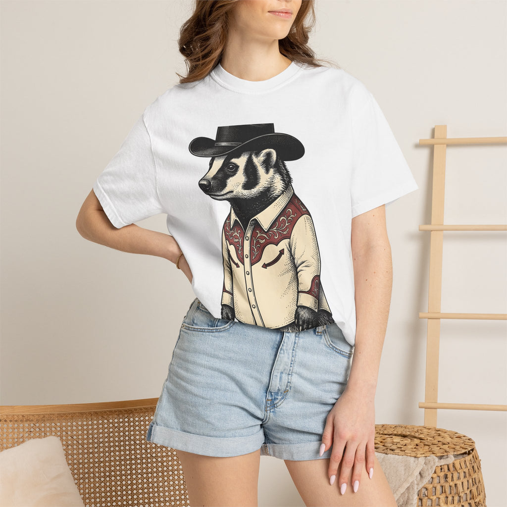 Western Badger Shirt Cowgirl Fauna Gift Women Heritage Tee Badger T-Shirt Cowboy Fan Vintage Tshirt Wildlife Graphic Ink Hat Cowboy Tshirt