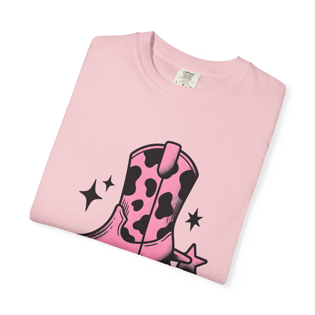 Leather Boot Shirt Cowgirl Ranch Gift Women Comic Tee Boot T-Shirt Cowboy Fan Cartoon Tshirt Farm Graphic Classic Star Pattern Tshirt