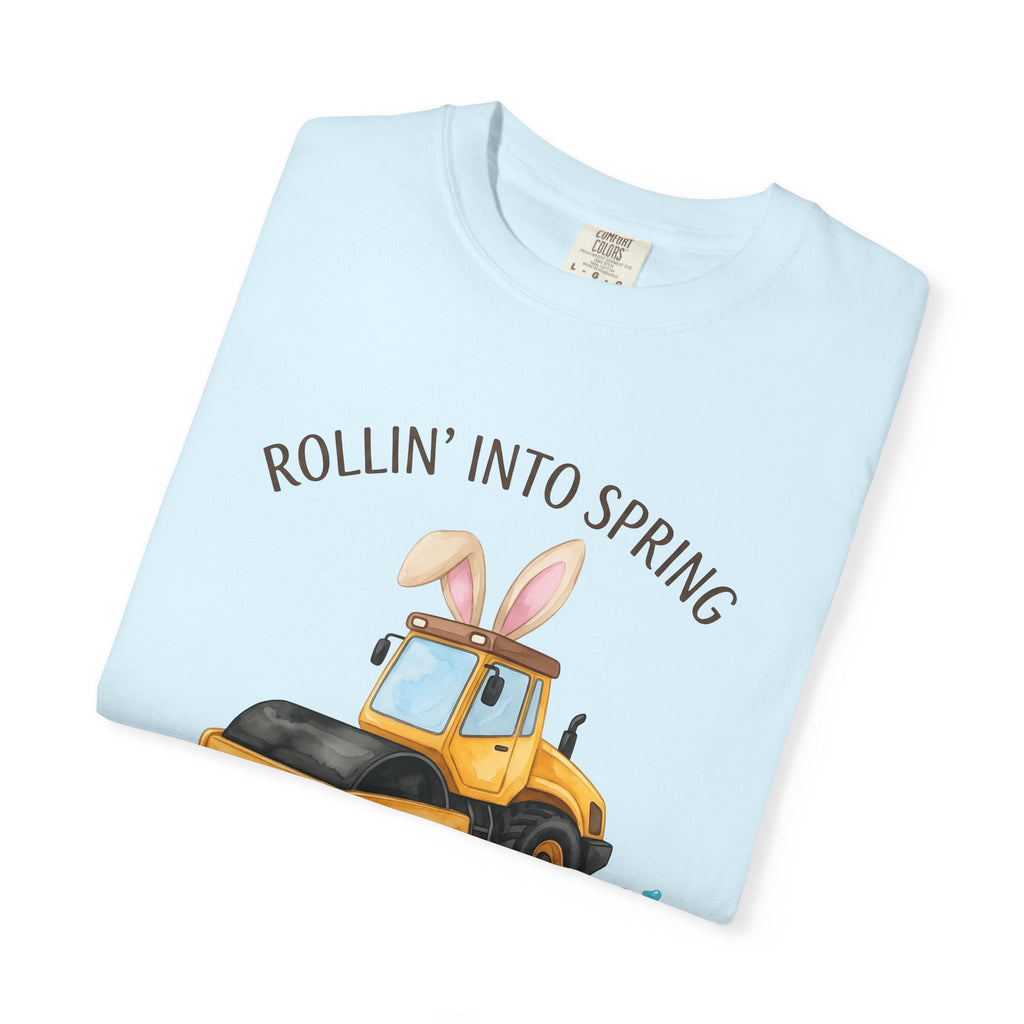 Steamroller Bunny Ears Shirt Easter Construction Gift Women Watercolor Tee Bunny Ears T-Shirt Easter Fan Watercolour Tshirt Builder Graphic