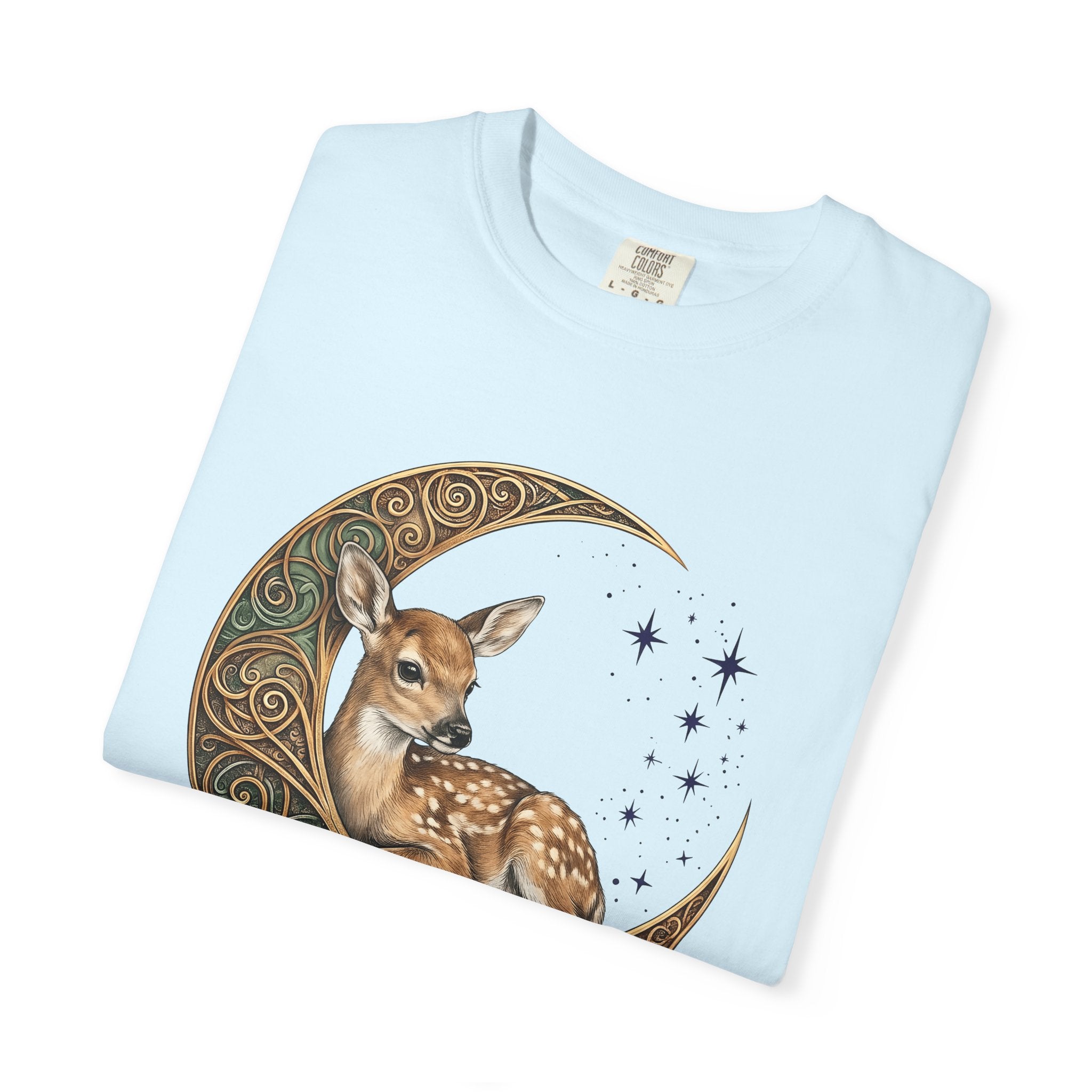 Deer Moon Shirt Animals Nature Gift Women Boho Tee Moonlight T-Shirt Wildlife Fan Bohemian Tshirt Environmental Graphic Vintage Stars Tshirt