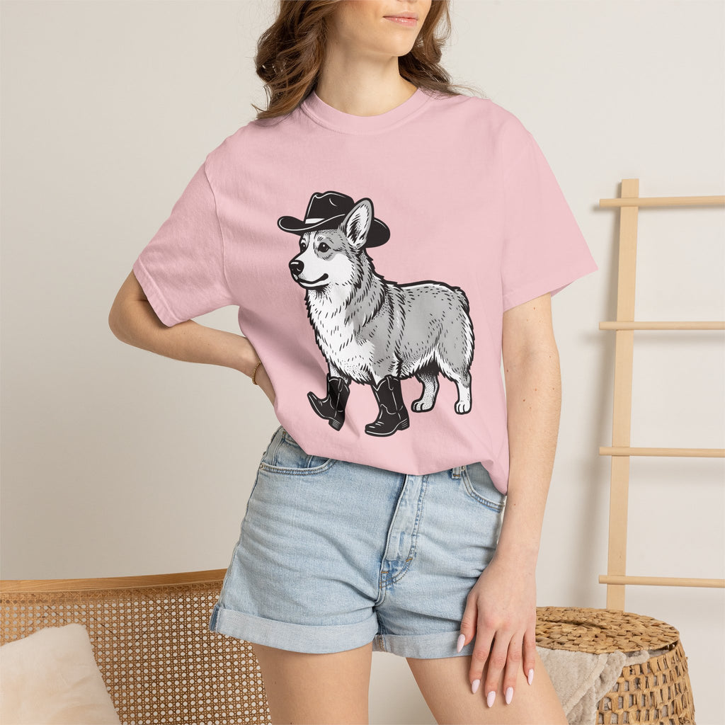 Corgi Pet Shirt Cowgirl Animal Gift Women Cartoon Tee Puppy T-Shirt Rodeo Fan Cartoonish Tshirt Creature Graphic Hand Drawn Leather Boots