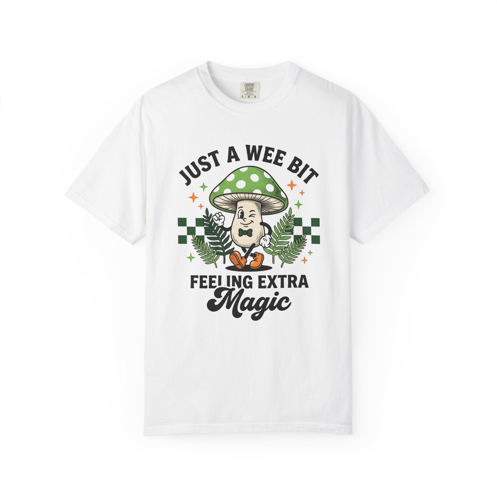 Shroom Character Shirt St Patrick's Day Mysticism Gift Women Sketch Tee Mushroom T-Shirt Luck Enthusiast Drawing Illustration Old School