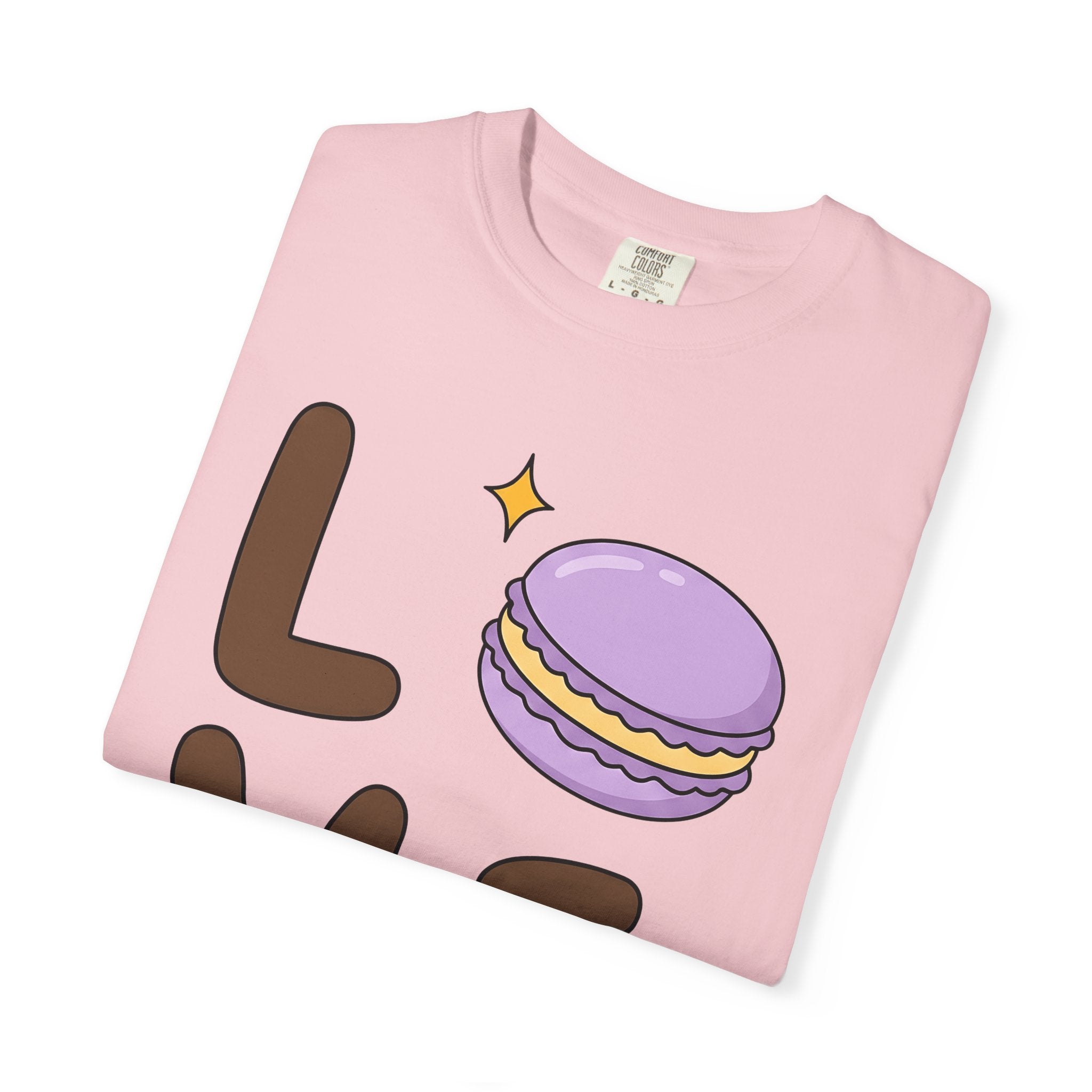 Macaron Illustration Shirt Desserts Gastronomy Gift Women Adorable Tee Macaron T-Shirt Pastry Fan Cute Tshirt Food Graphic Animated Shimmer