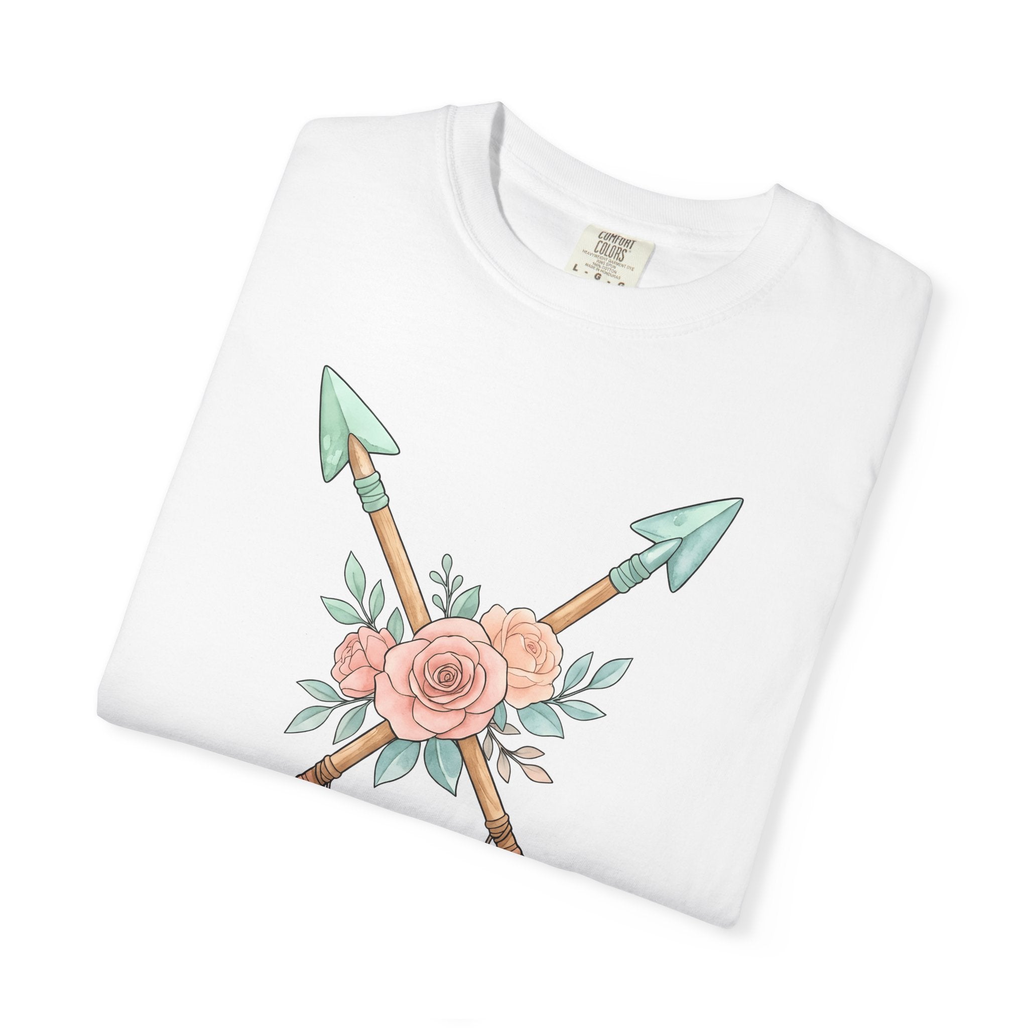 Blossom Arrows Shirt Boho Chic Petals Gift Women Brush Stroke Tee Arrow T-Shirt Bohemian Fan Painted Tshirt Floral Graphic Doodle Quills