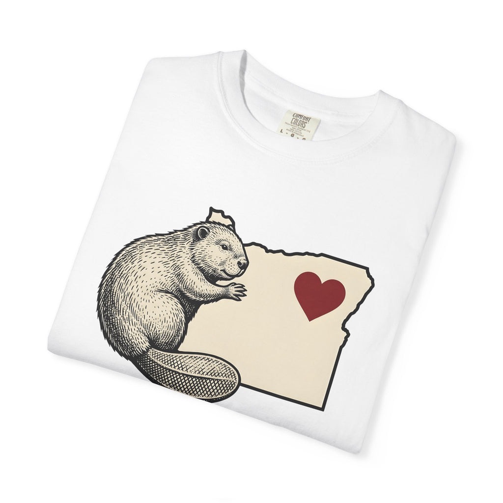 Beaver Illustration Shirt Oregon Wildlife Gift Women Sketch Tee Beaver T-Shirt Pacific Northwest Fan Dam Graphic Retro Love Symbol Tshirt