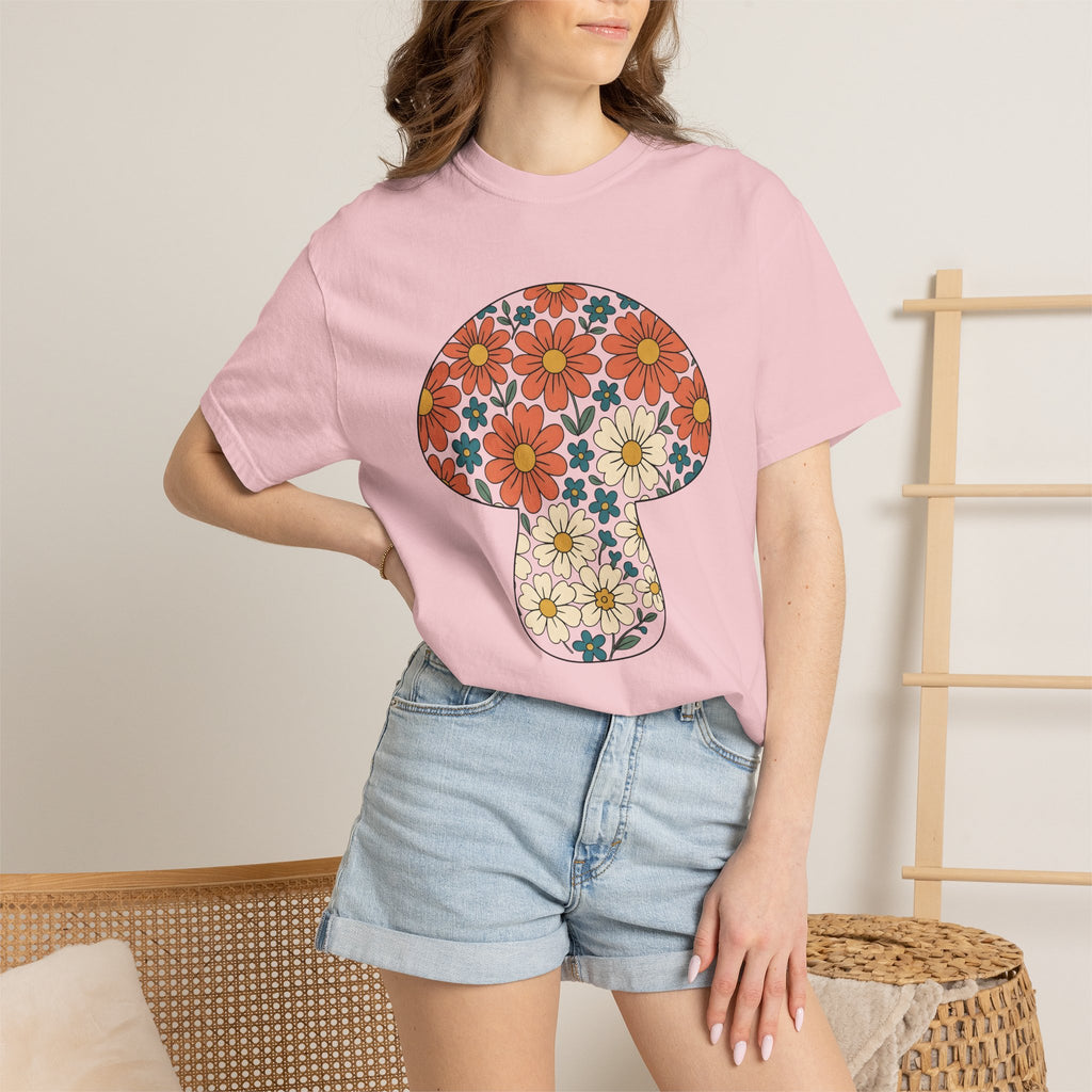 Mushroom Bloom Shirt Boho Chic Environment Gift Women Indie Tee Fungus T-Shirt Hippie Fan Bohemian Tshirt Eco Graphic Classic Daisy Flower