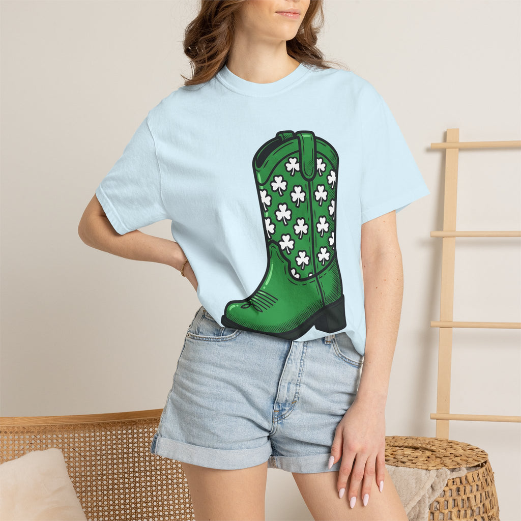 Western Boot Shirt St Patrick's Day Country Gift Women Graphic Tee Cowboy Boot T-Shirt Luck Fan Illustrated Tshirt Rural Graphic Retro
