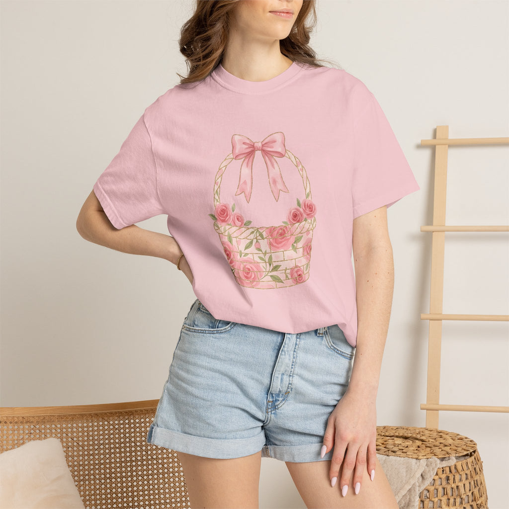 Flower Cluster Shirt Easter Bloom Gift Women Painterly Tee Bouquet T-Shirt Easter Fan Floral Tshirt Blossom Graphic Classic Pink Tie Tshirt