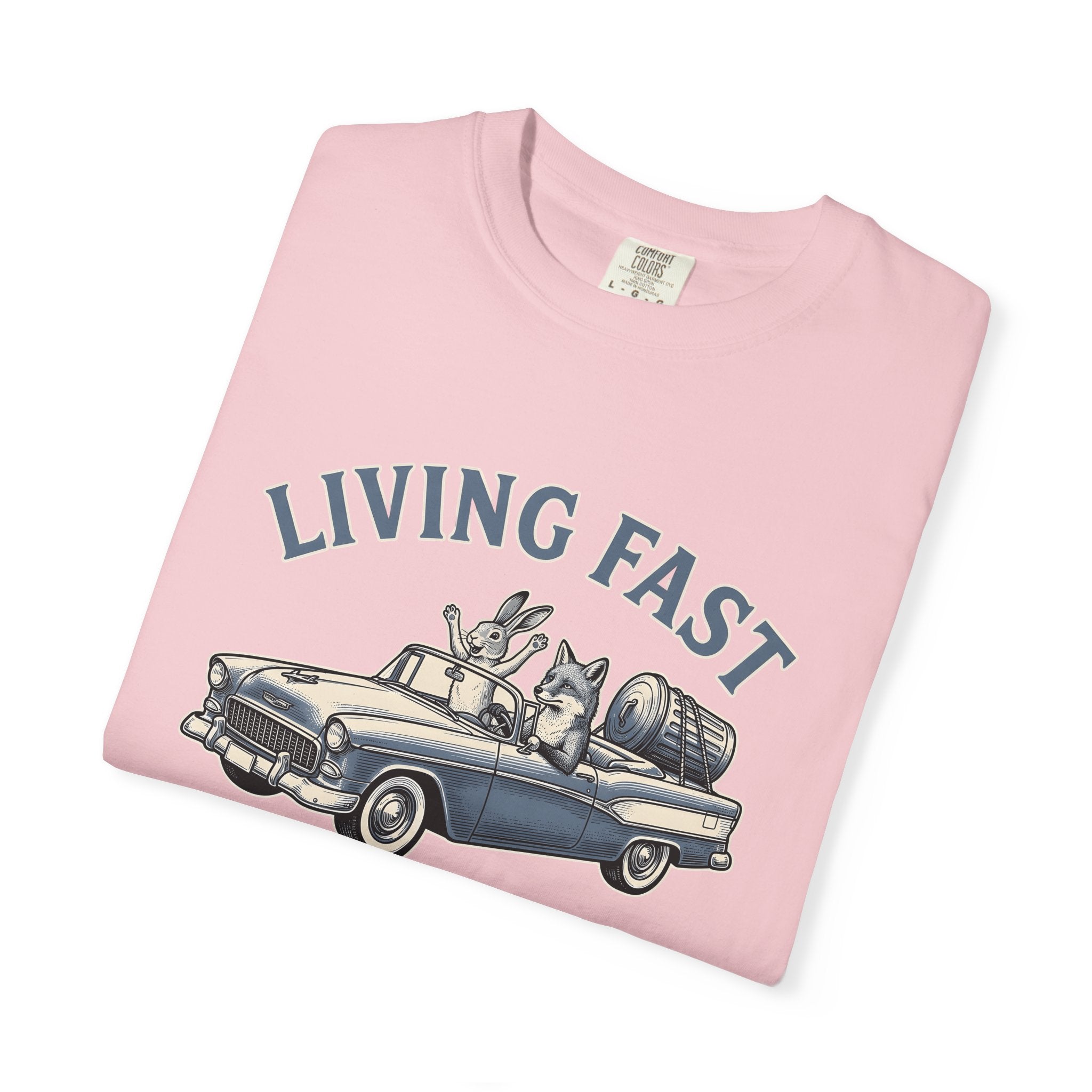 Fox Rabbit Automobile Shirt Animal Joke Gift Women Hand Drawn Tee Car T-Shirt Pet Fan Illustrated Graphic Cartoon Trash Bin Tshirt