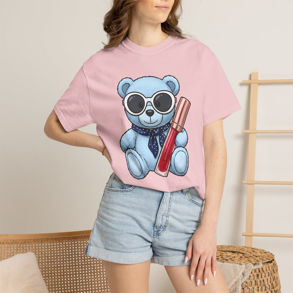 Teddy Bear Shirt Animals Fashion Gift Women Cartoon Tee Teddy T-Shirt Animal Fan Toon Tshirt Style Graphic Kawaii Lipstick Tshirt