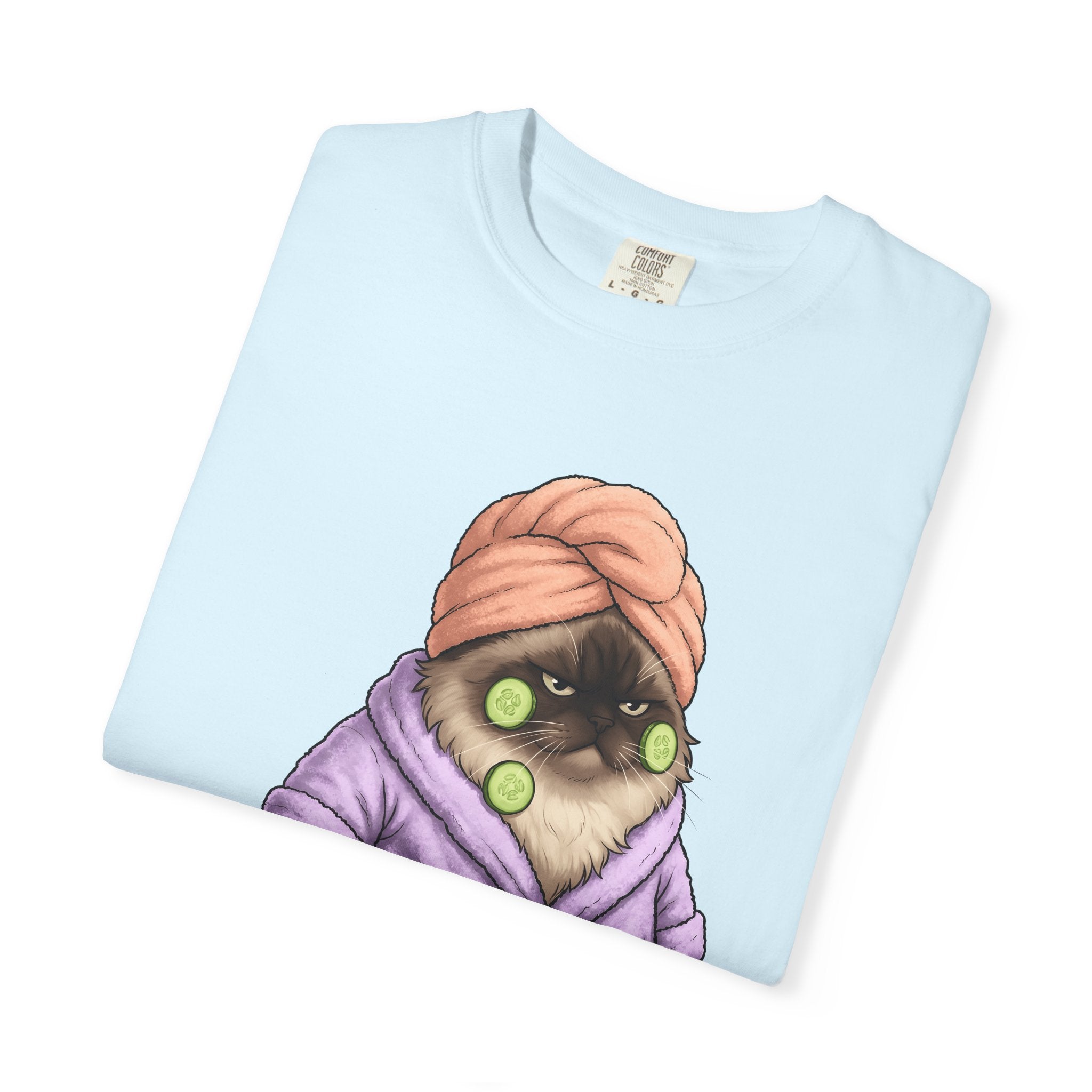 Pampered Cat Shirt Cat Gag Gift Women Animated Tee Kitty T-Shirt Feline Fan Cartoon Tshirt Prank Graphic Manga Bath Wrap Tshirt