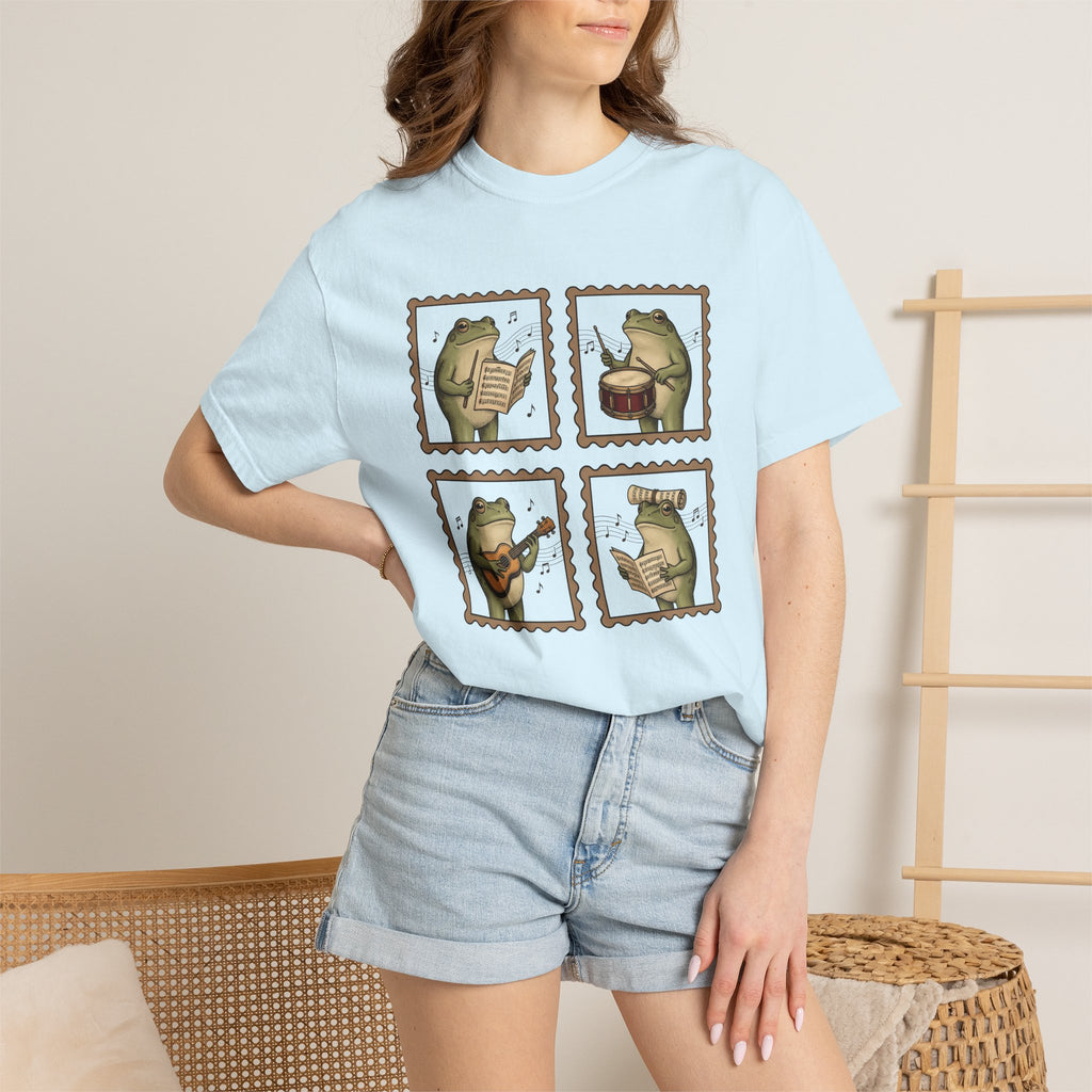 Frog Players Shirt Music Critters Gift Women Sketch Tee Toad T-Shirt Music Fan Drawing Tshirt Antique Melody Signs Tshirt