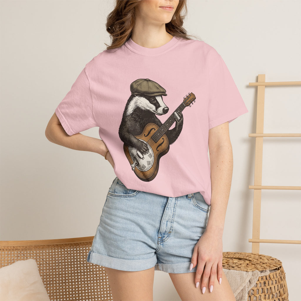 Badger Guitar Shirt Animals Melody Gift Women Antique Tee Guitar T-Shirt Wildlife Fan Vintage Tshirt Music Graphic Pen And Ink Beanie Tshirt