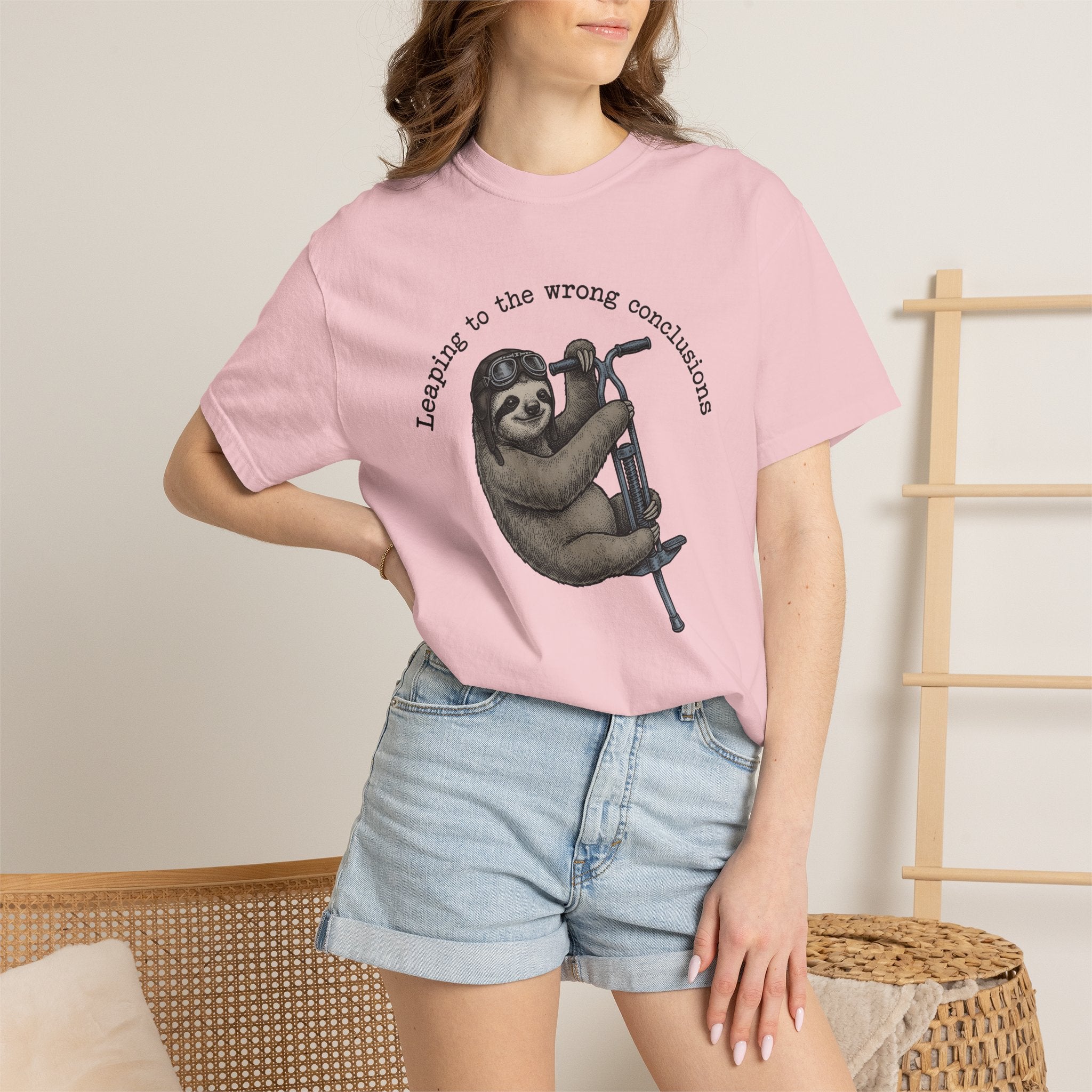 Sloth Pogo Shirt Funny Wildlife Gift Women Sketch Tee Sloth T-Shirt Humor Fan Drawing Graphic Retro Pilot Goggles Tshirt