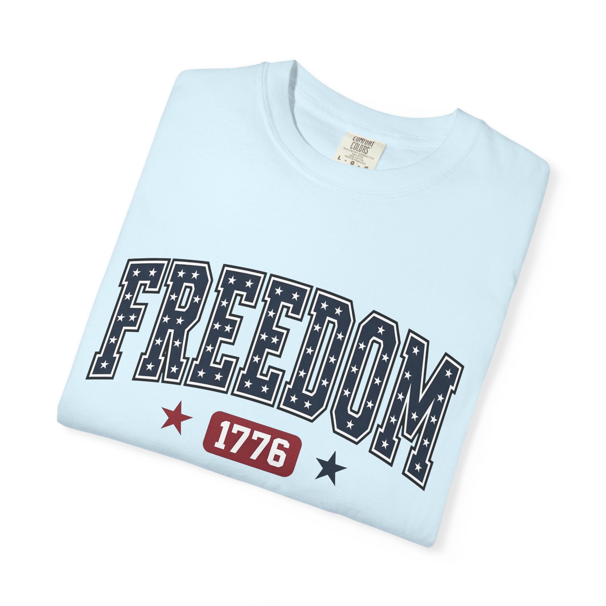 Star Pattern Text Shirt America Holiday Gift Women Patriotic Tee Typography T-Shirt American Enthusiast Retro Tshirt Celebration Graphic