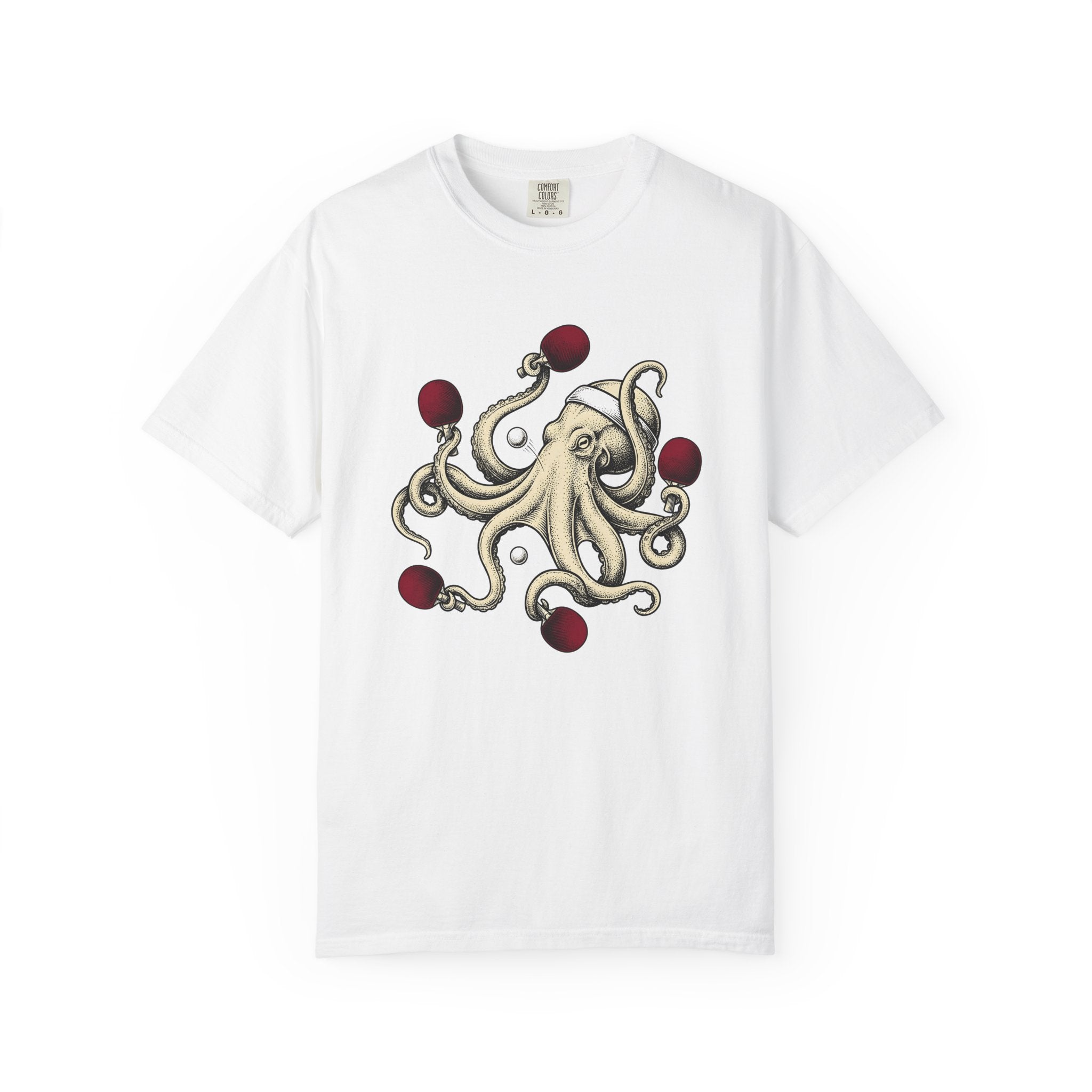 Squid Ping Pong Shirt Sports Wildlife Gift Women Old School Tee Octopus T-Shirt Athlete Fan Calamari Tshirt Animal Graphic Doodle Head Wrap