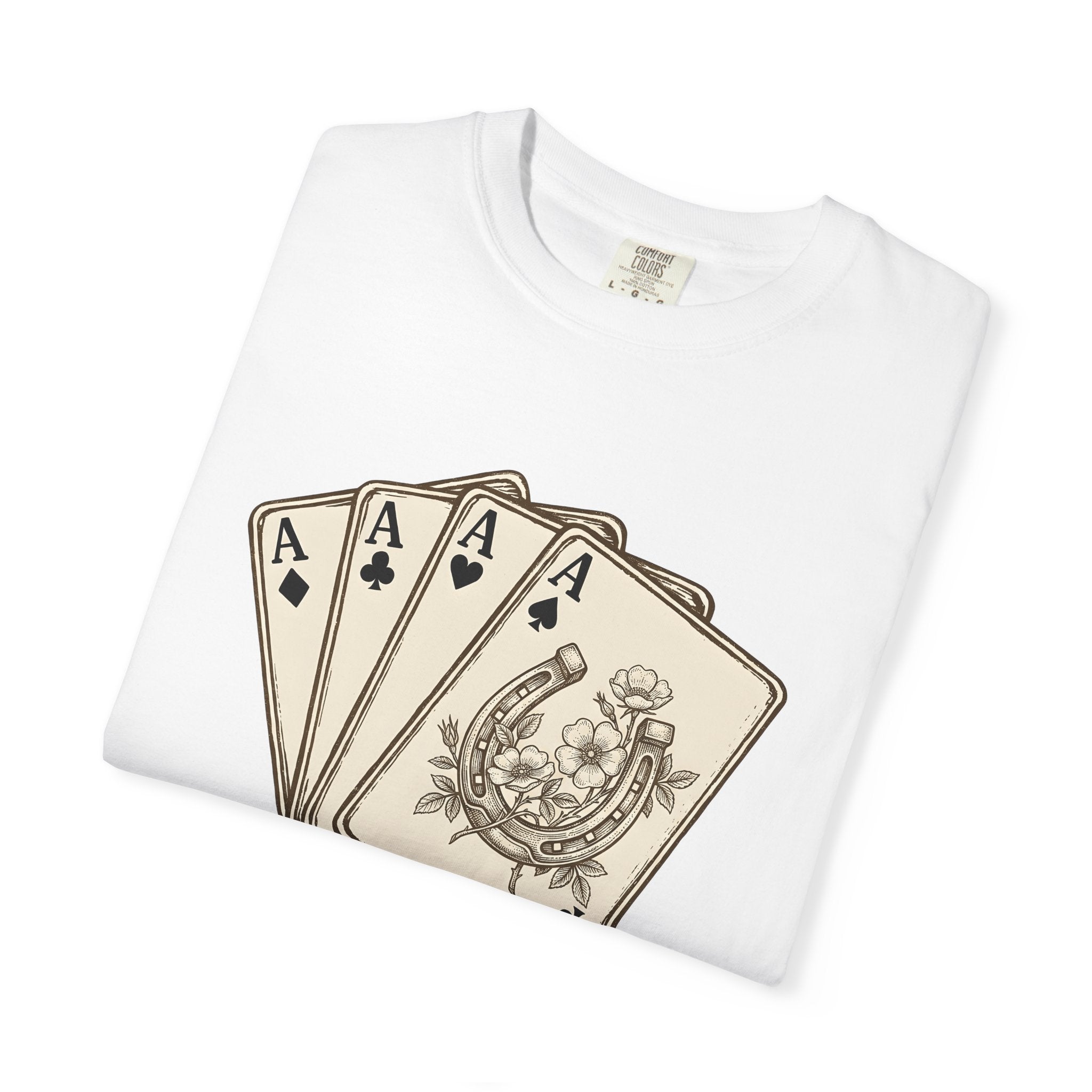 Playing Cards Shirt Cowgirl Gambling Gift Women Vintage Tee Poker T-Shirt Cowboy Fan Retro Tshirt Betting Graphic Western Horseshoe Tshirt
